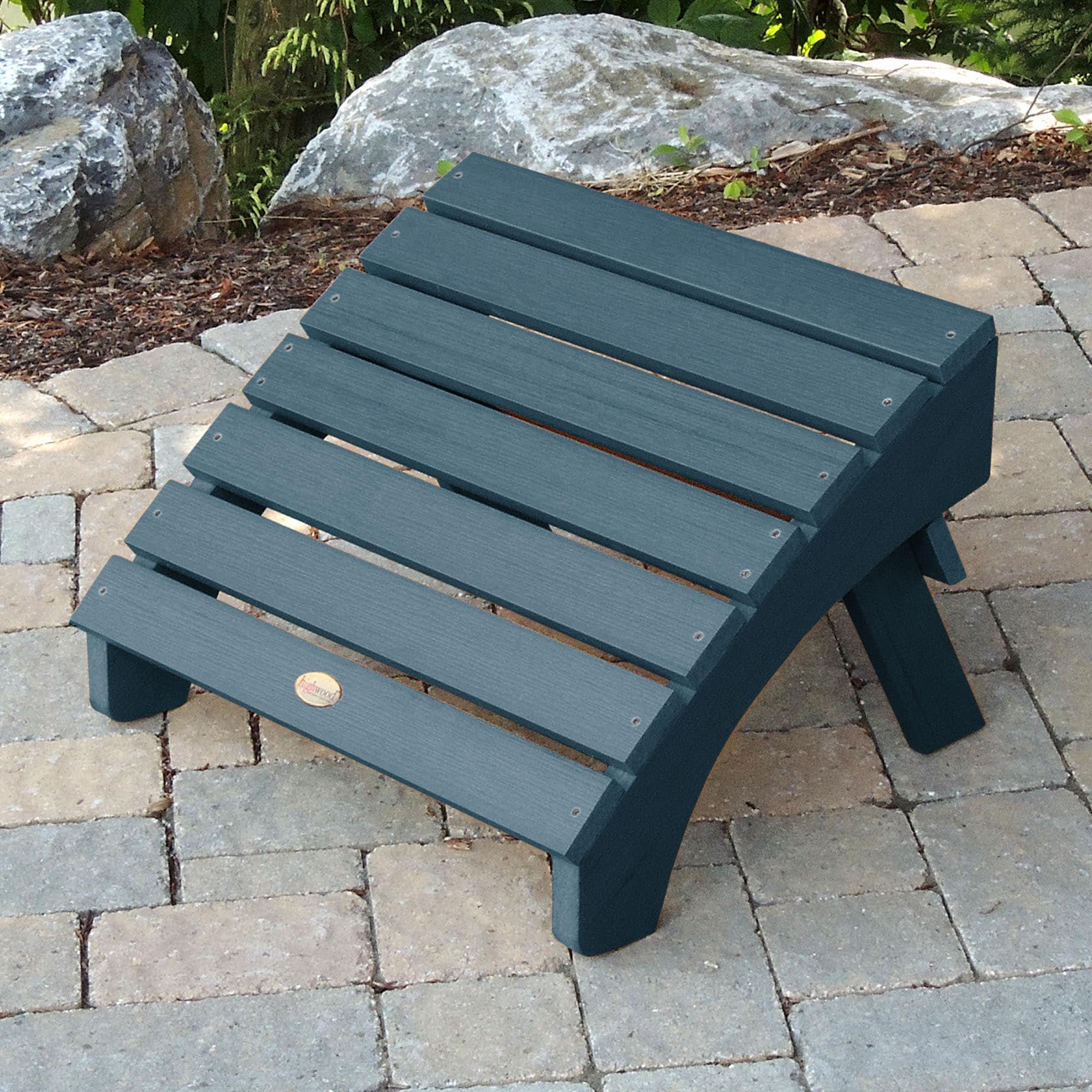 Folding Adirondack Patio Ottoman Nantucket Blue - highwood: Weather-Resistant Poly Lumber, Stainless Steel Hardware