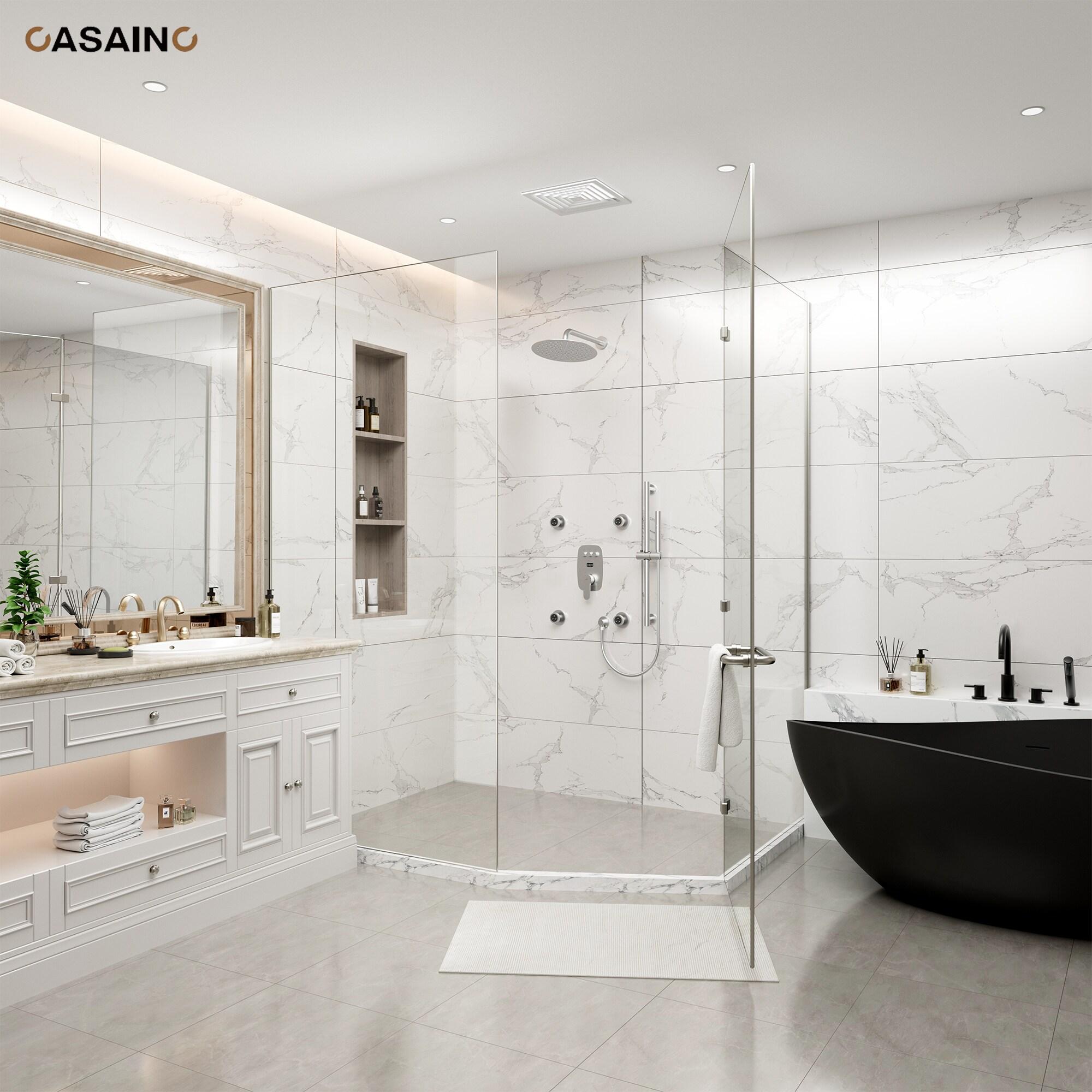 CASAINC 3-Function 12 Inch Temperature Digital Display Shower System With 2-Setting Slider Bar Handheld And 4Pcs Body Jets BR01009SX12BN