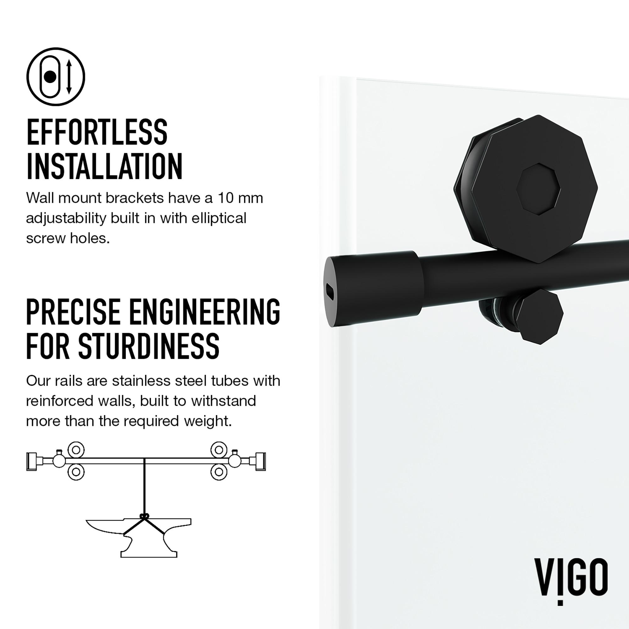 Elan Hart 56-60" W x 76" H Sliding Frameless Shower Door with 3/8" Clear Glass