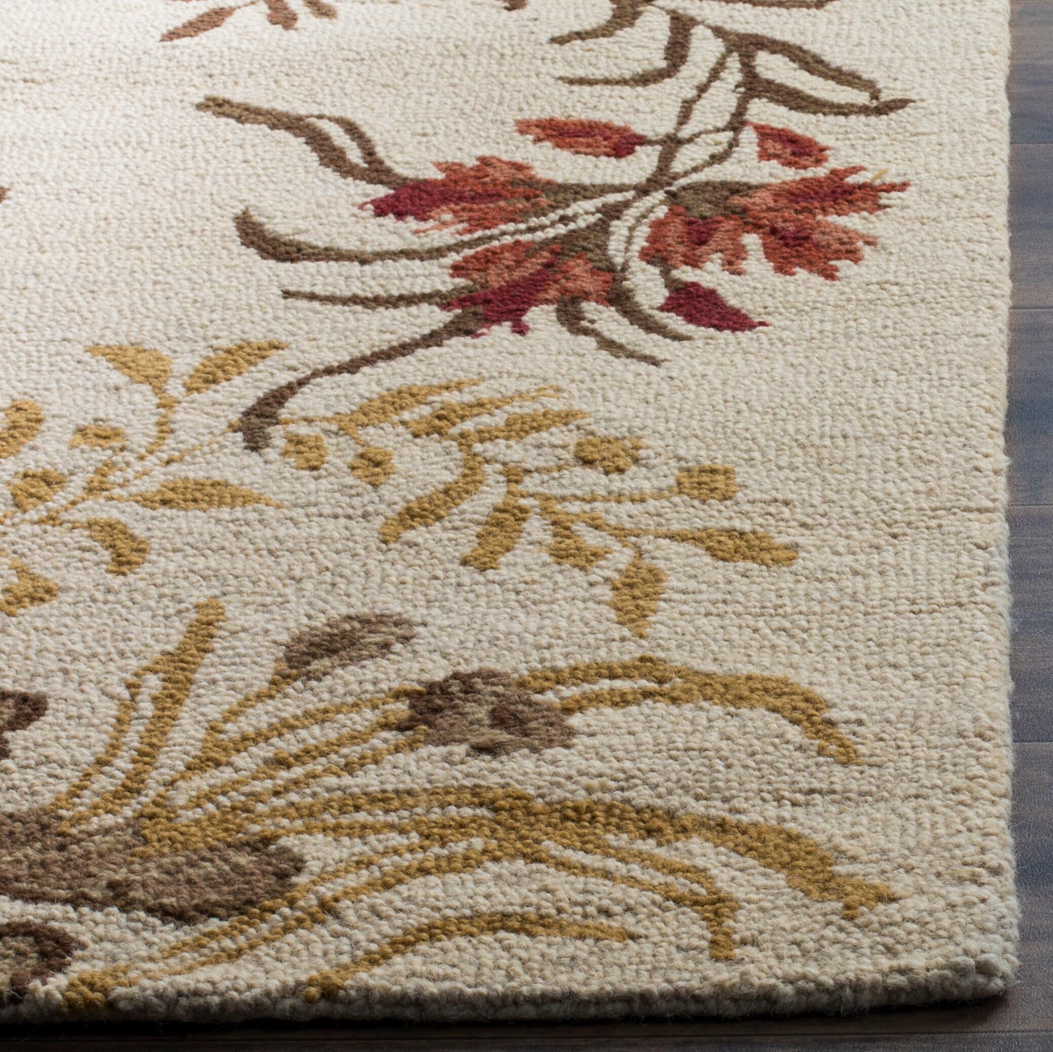 Blossom BLM916 Hand Hooked Indoor Area Rug - Beige/Multi - 5'x8' - Safavieh