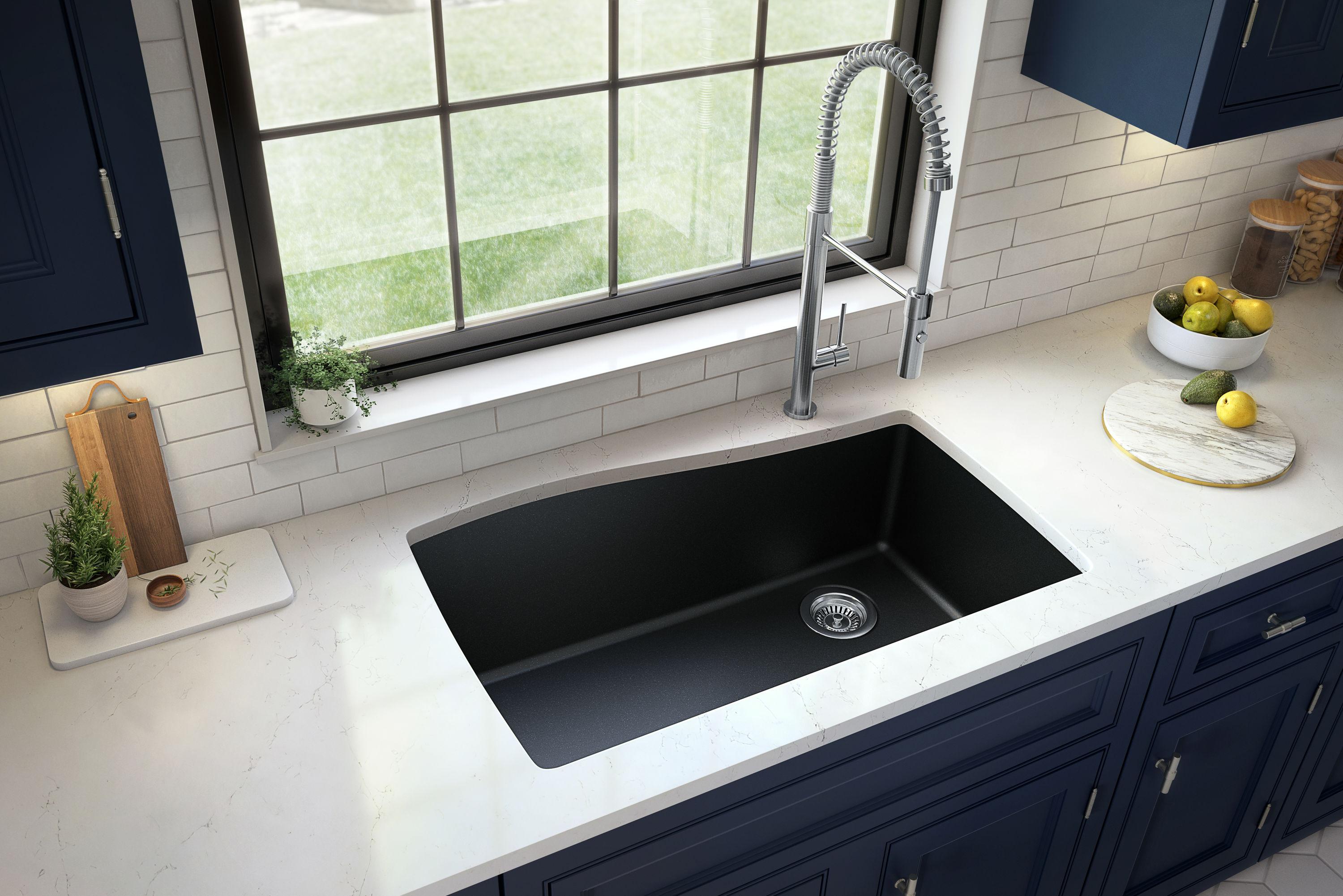 Karran Undermount Quartz Composite 33-1/2'' X 21'' Single Bowl Kitchen Sink
