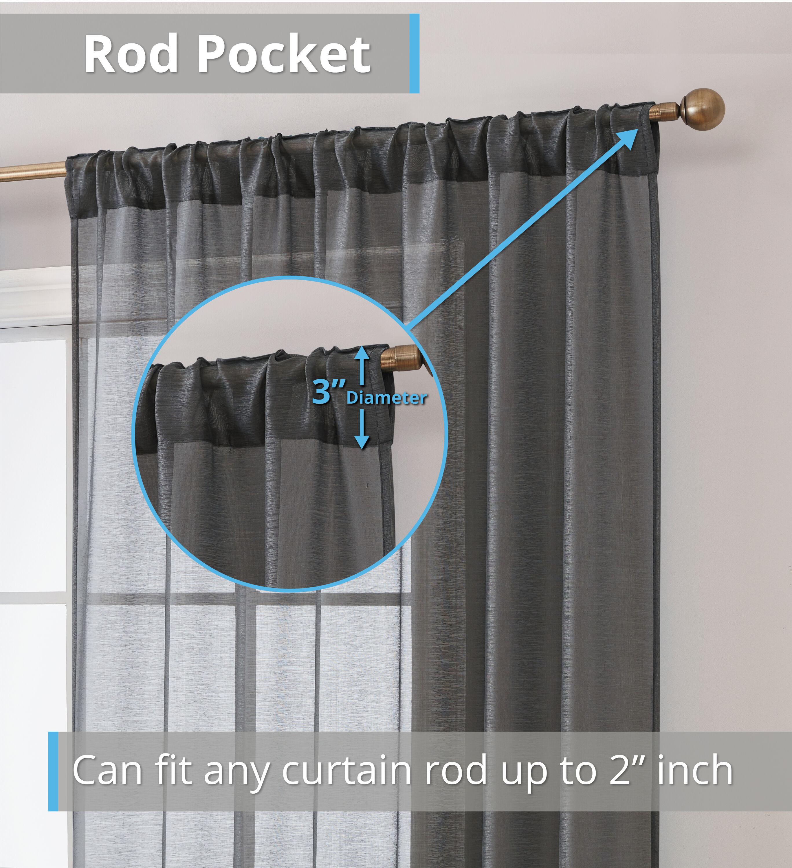 Ebern Designs Lauren Polyester Semi Sheer Curtain Pair (Set of 2)