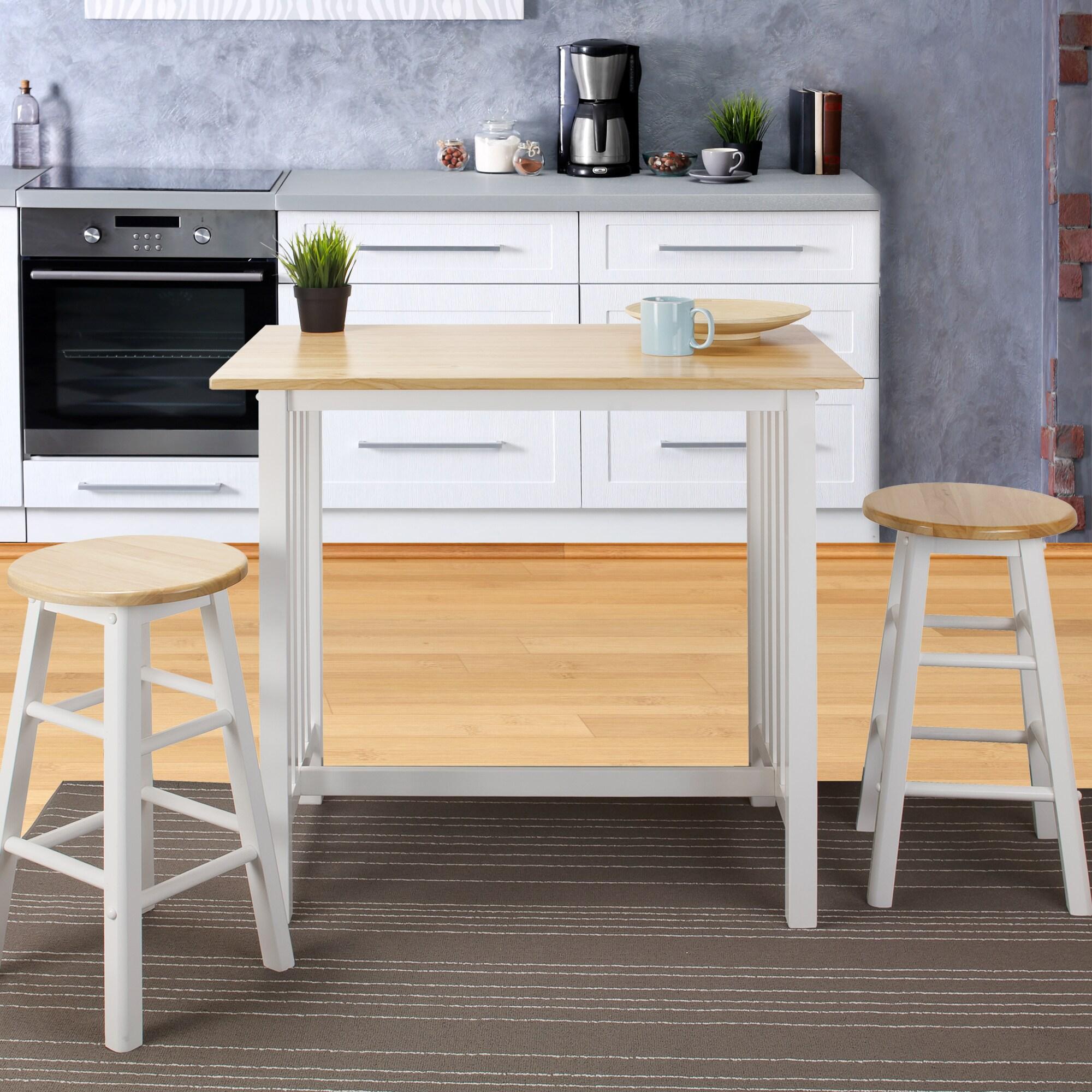 3-Piece Breakfast Set made with Solid Wood - White