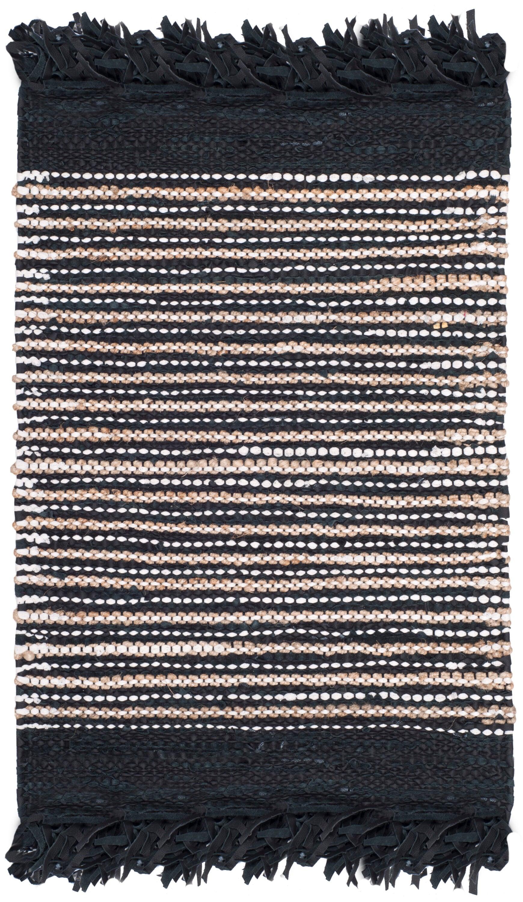 Vintage Leather VTL373 Hand Woven Accent Rug - Black/Multi - 3'x5' - Safavieh.