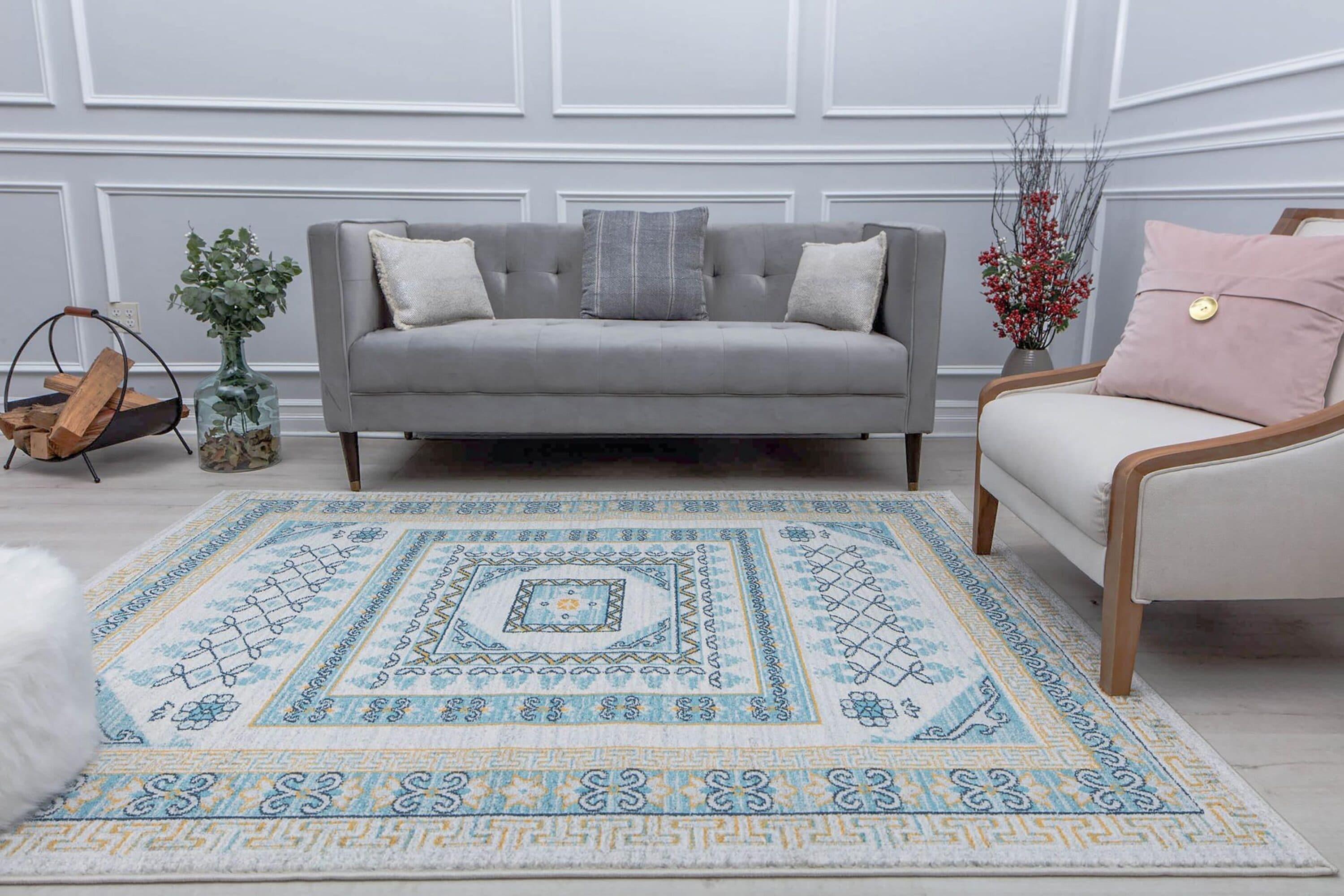 Rugs America Harper HY40G Morning Glory Abstract Vintage Gray Area Rug for Dining Room Rug Neutral Rug Living Room Rug Kitchen, 2'6" x 8'