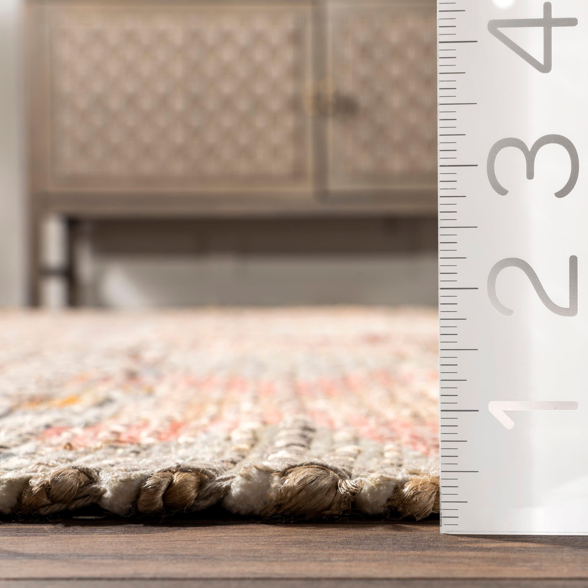 Nuloom Hermina Abstract 4x6 Jute Indoor Area Rug for Dining Room Rug Neutral Rug Living Room Rug Kitchen, Multicolor/Ivory