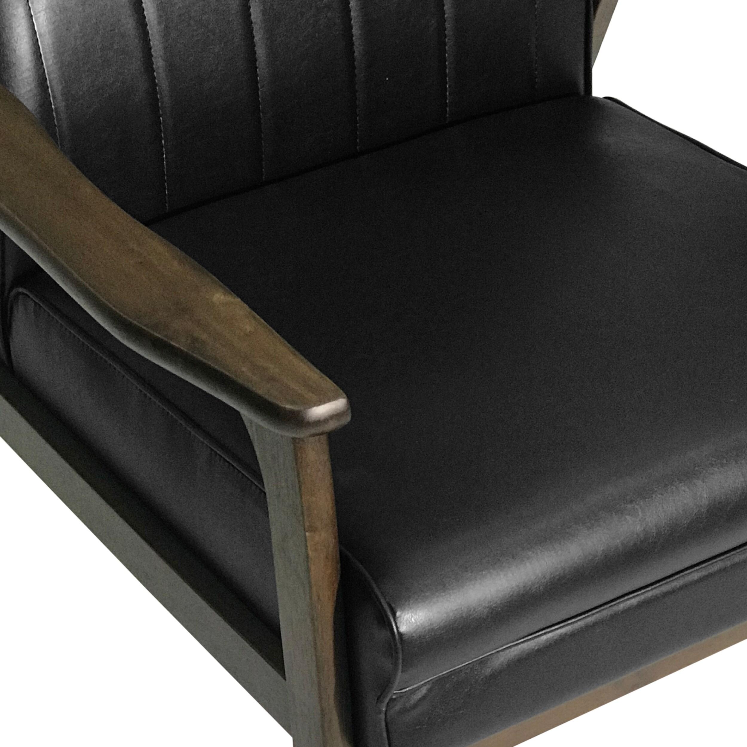 Katharine Mid-Century Modern Accent Chair, Matte Black and Walnut