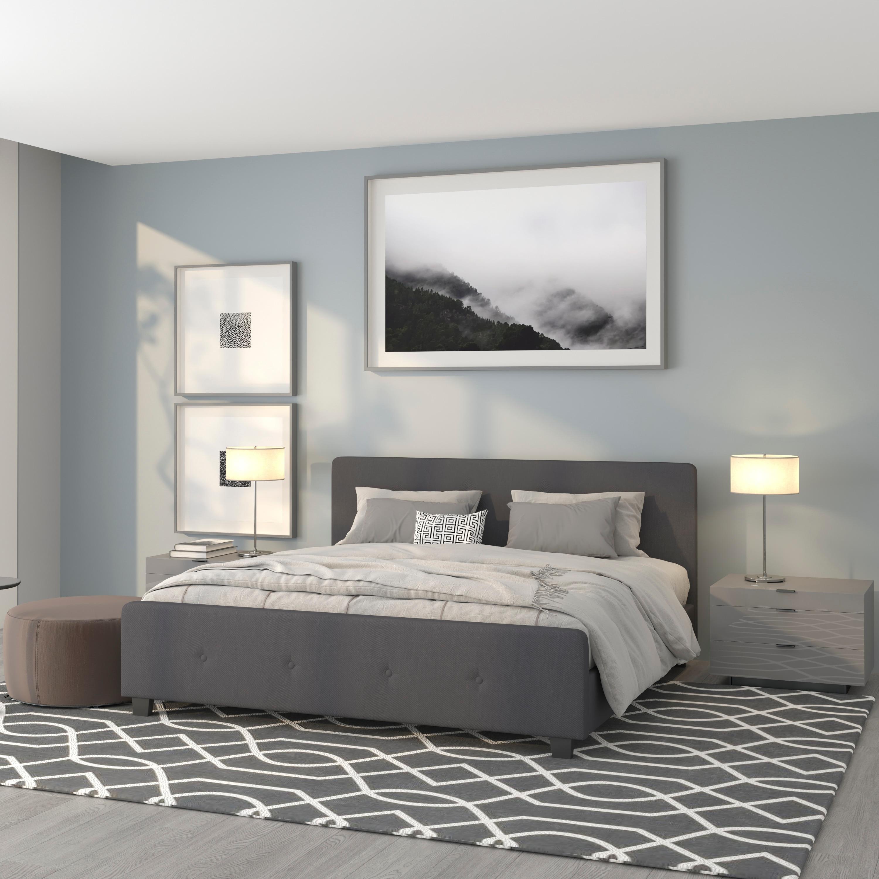 Flash Furniture Platform Bed,Tribeca,King,Dark Gray HG-32-GG