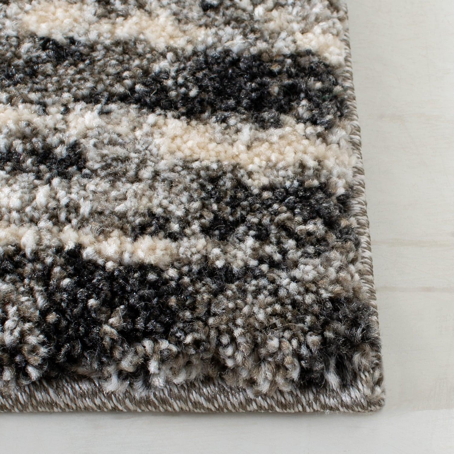 Retro Dark Grey and Light Grey 9' x 12' Shag Area Rug