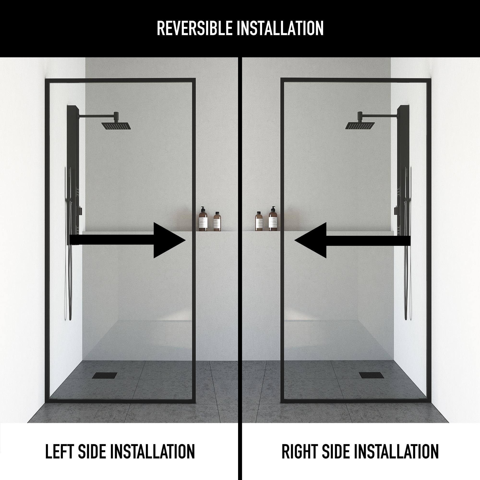 Meridian 34" W x 74" H Fixed Framed Shower Screen with 3/8" Glass