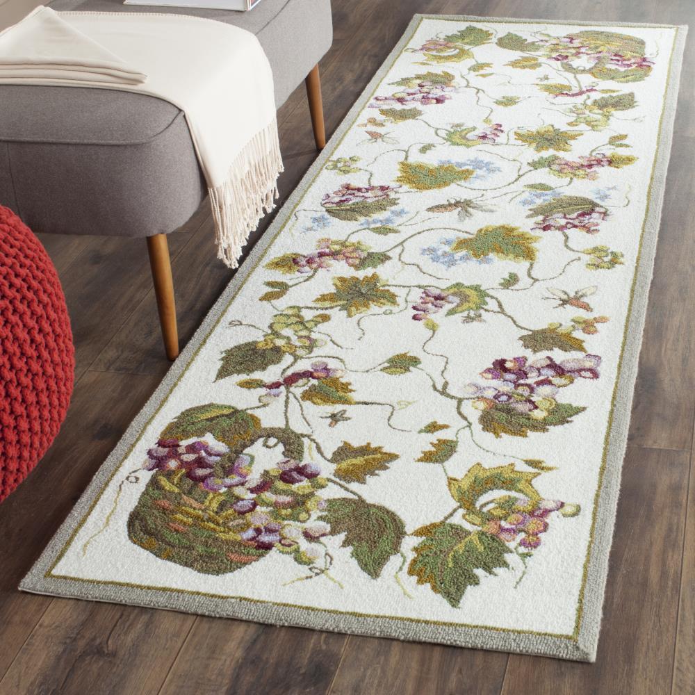 Easy Care EZC731 Hand Hooked Runner Rug - White/Multi - 2'6"x10' - Safavieh.