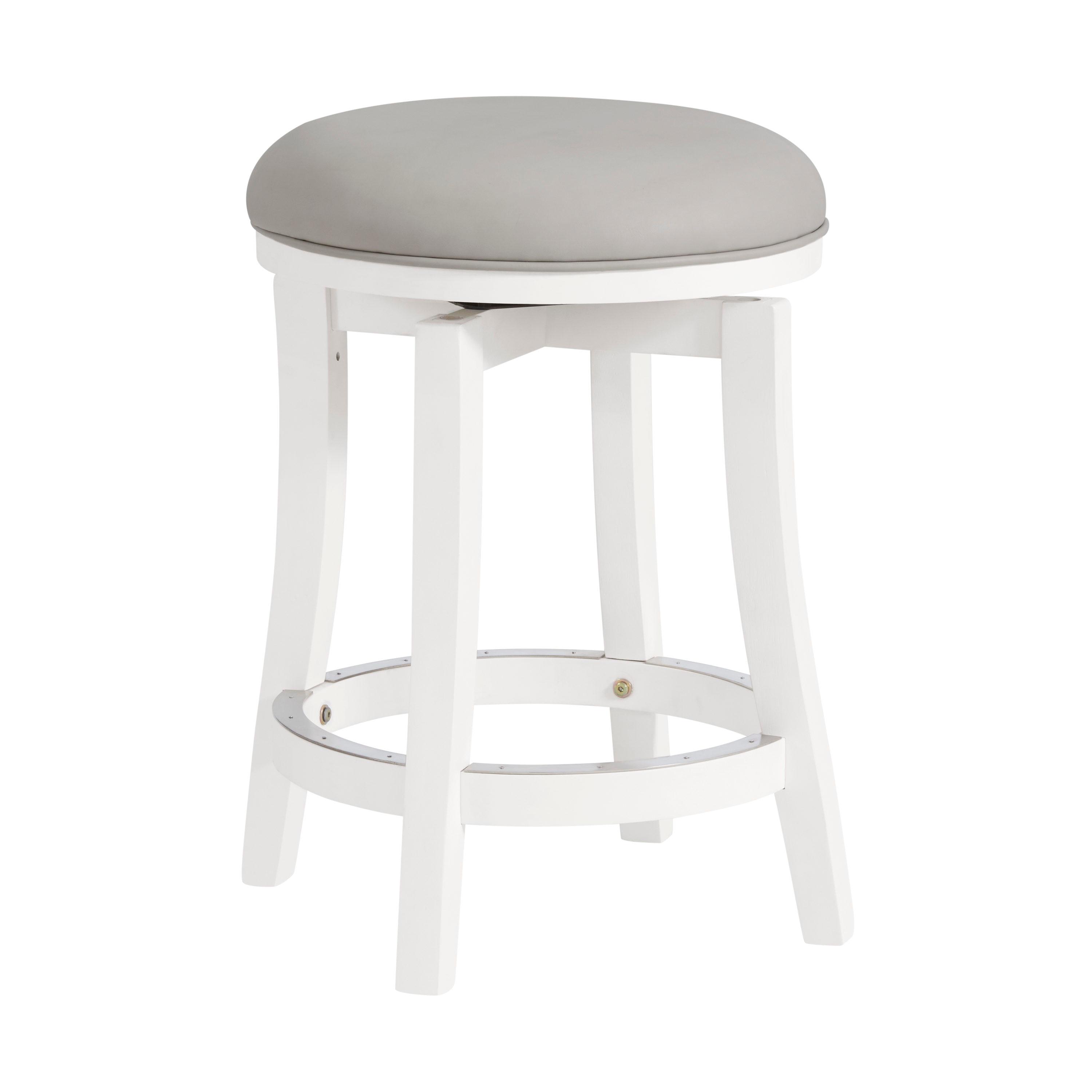 Set of 2 Ellie Counter Height Barstools White: Swivel, Upholstered, Rubberwood Frame - Alaterre Furniture