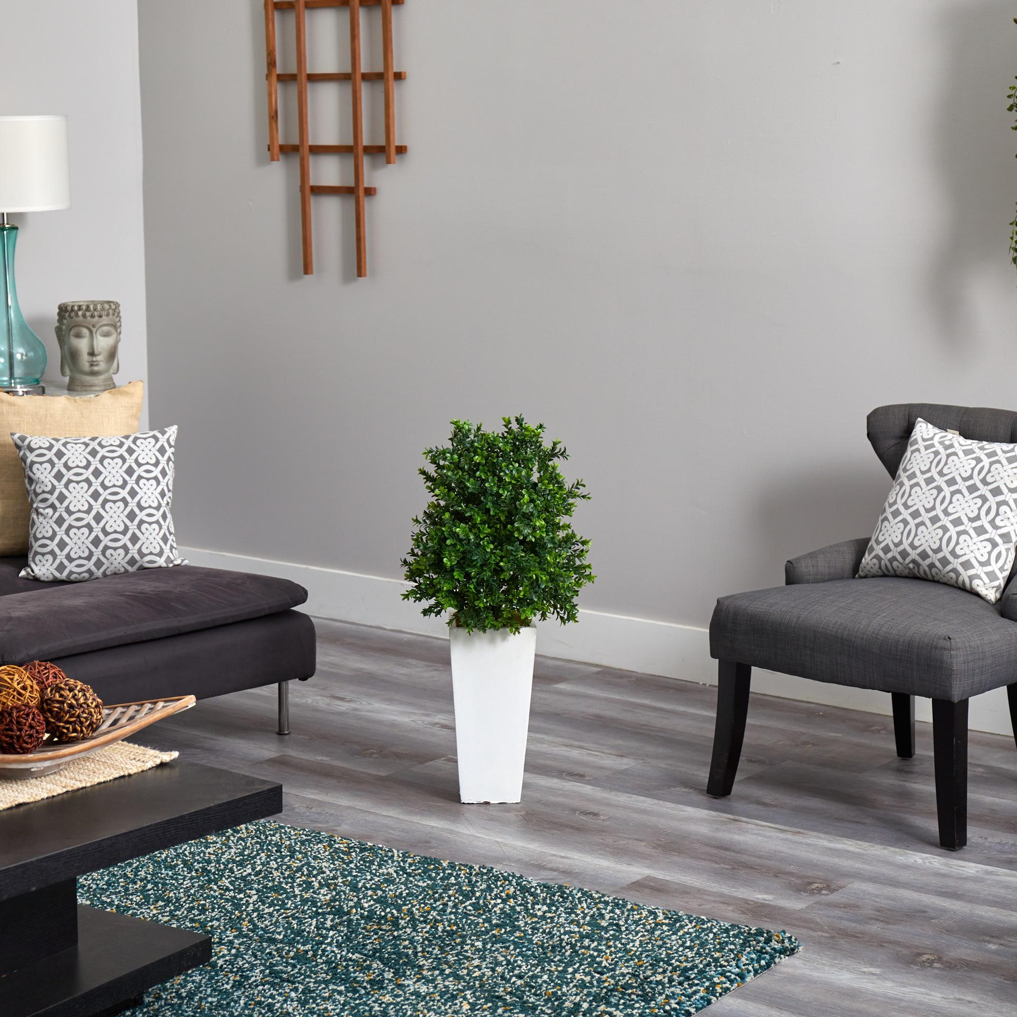 Primrue Sweet Grass Artificial Plant in White Tower Planter (Indoor/Outdoor)