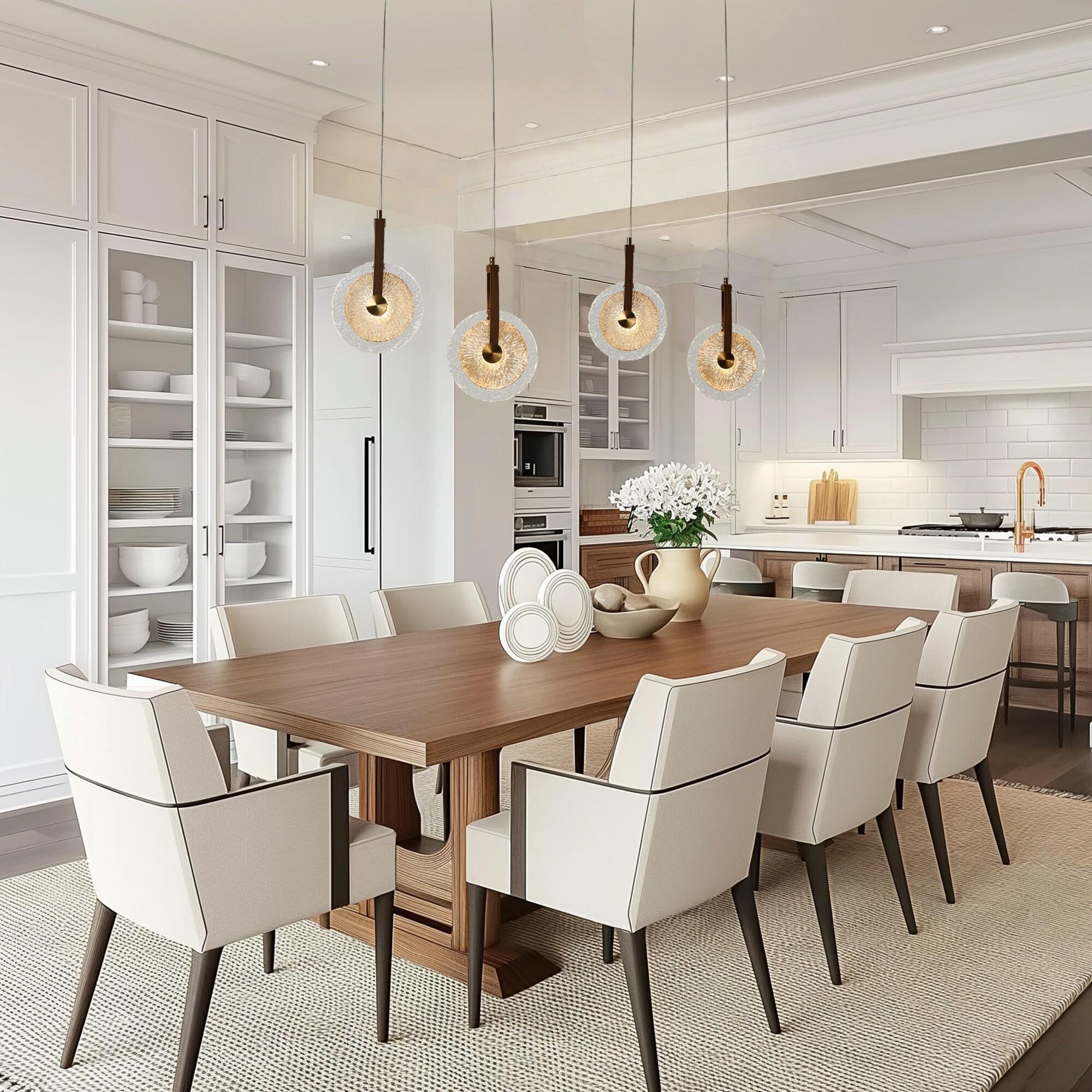 LNC Modern Gold LED 2-Light Chandelier Art Disc Design Pendant Lights for Kitchen Island Foyer