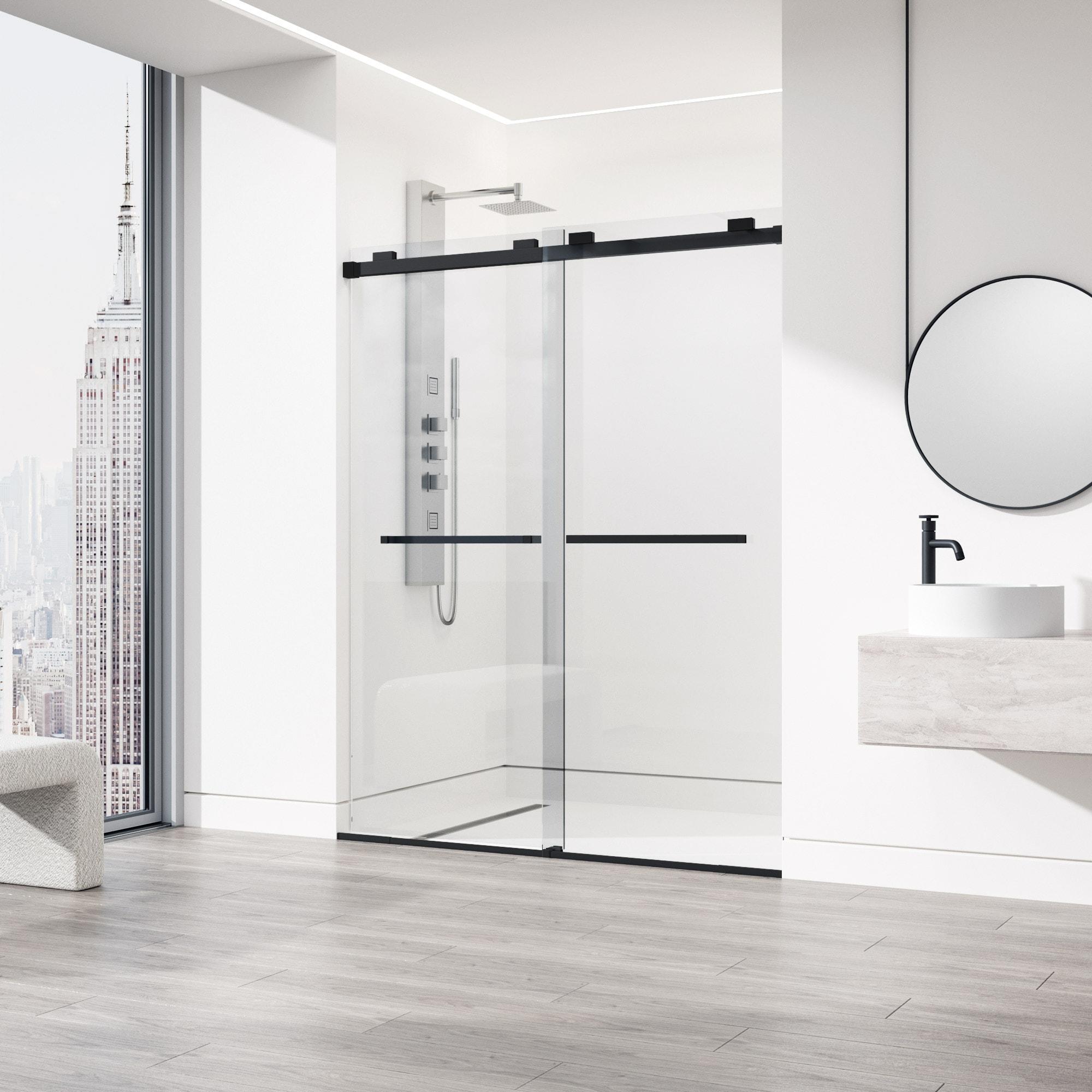 Houston 56-60" W x 76" H Sliding Frameless Shower Door with 3/8" Clear Glass