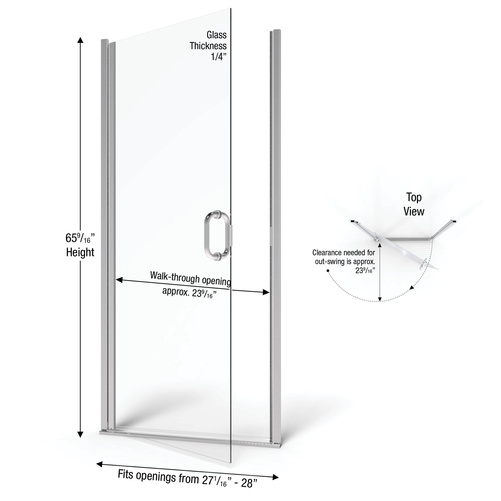 Infinity 28" x 65.56" Pivot Semi-Frameless Shower Door