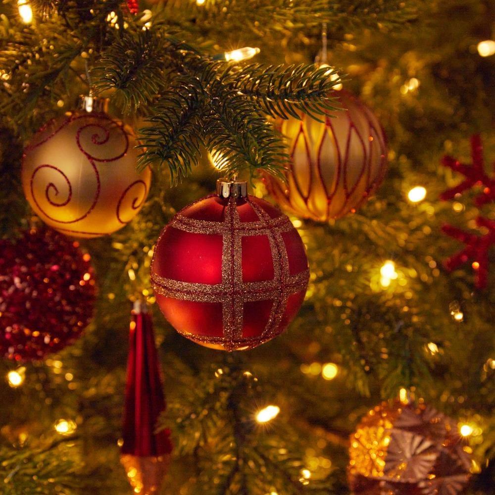 Shatter Resistant Christmas Ornaments, Red & Gold, 52-piece Set