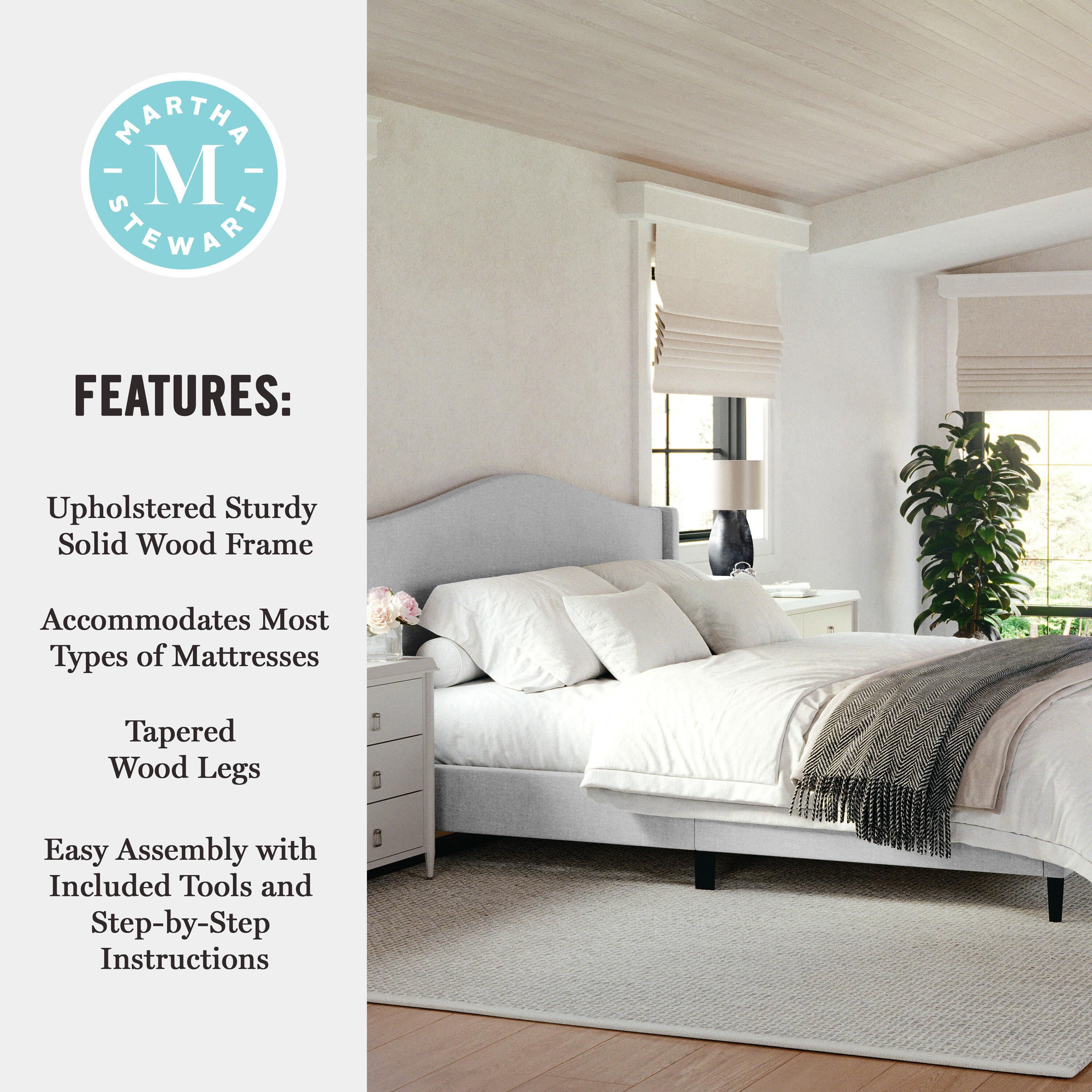 Martha Stewart Amelia Upholstered Platform Bed With Curved Headboard