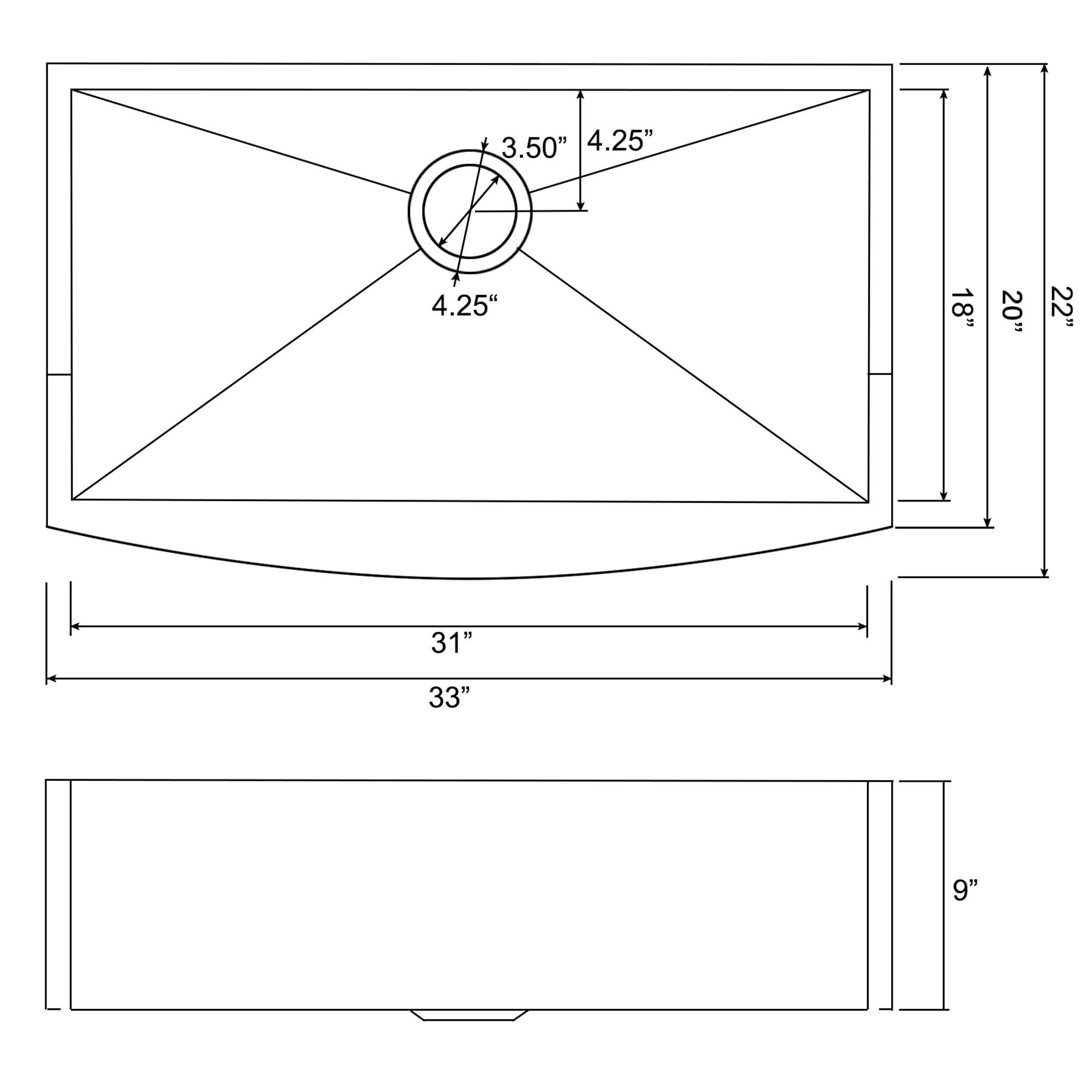 33" L x 22" W Farmhouse/Apron Kitchen Sink with Sink Grid