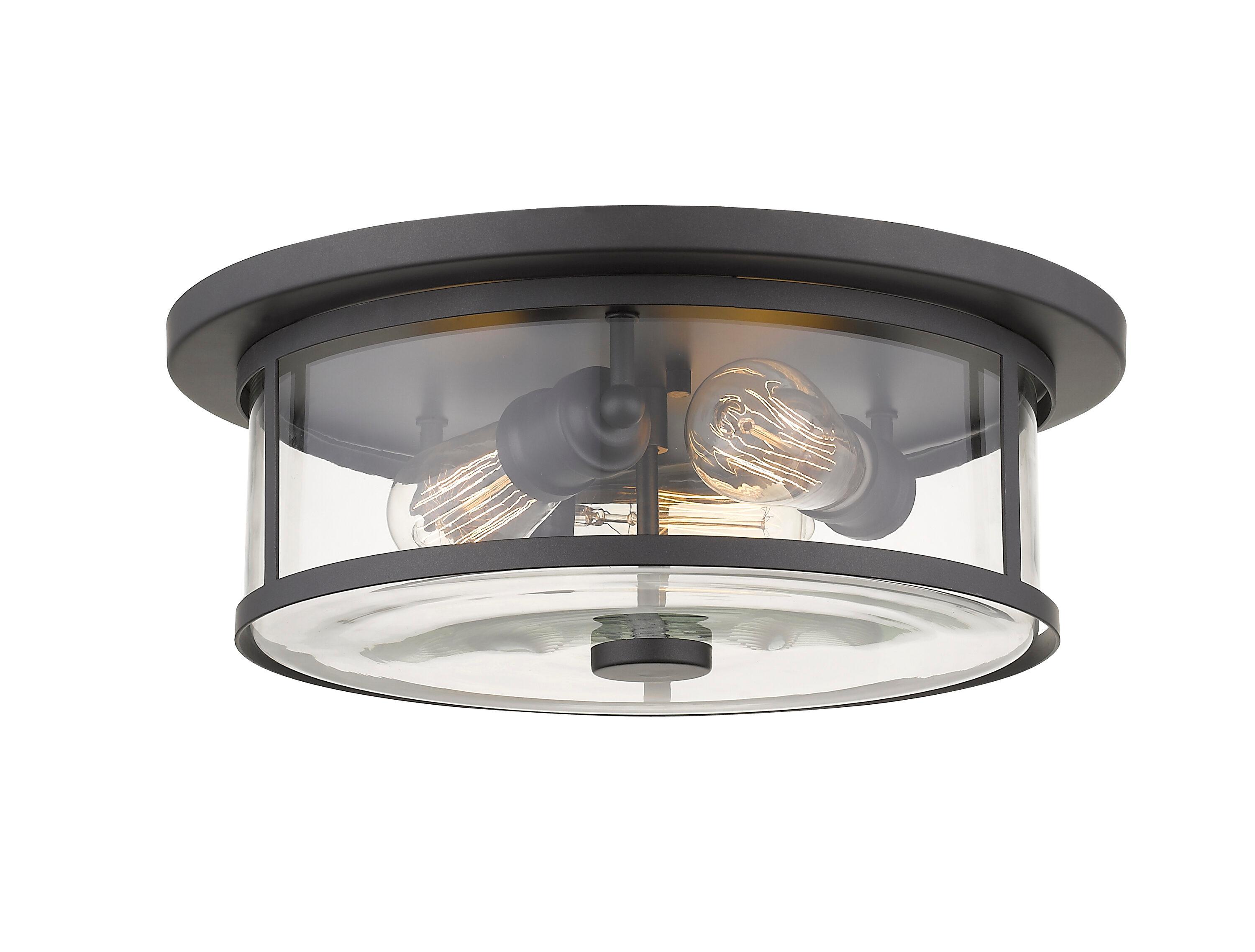 3 Light Flush Mount In Midcentury Style 15.75 Inches Wide By 6.25 Inches High-Bronze Finish-Clear Glass Color Z-Lite 462F16-Brz