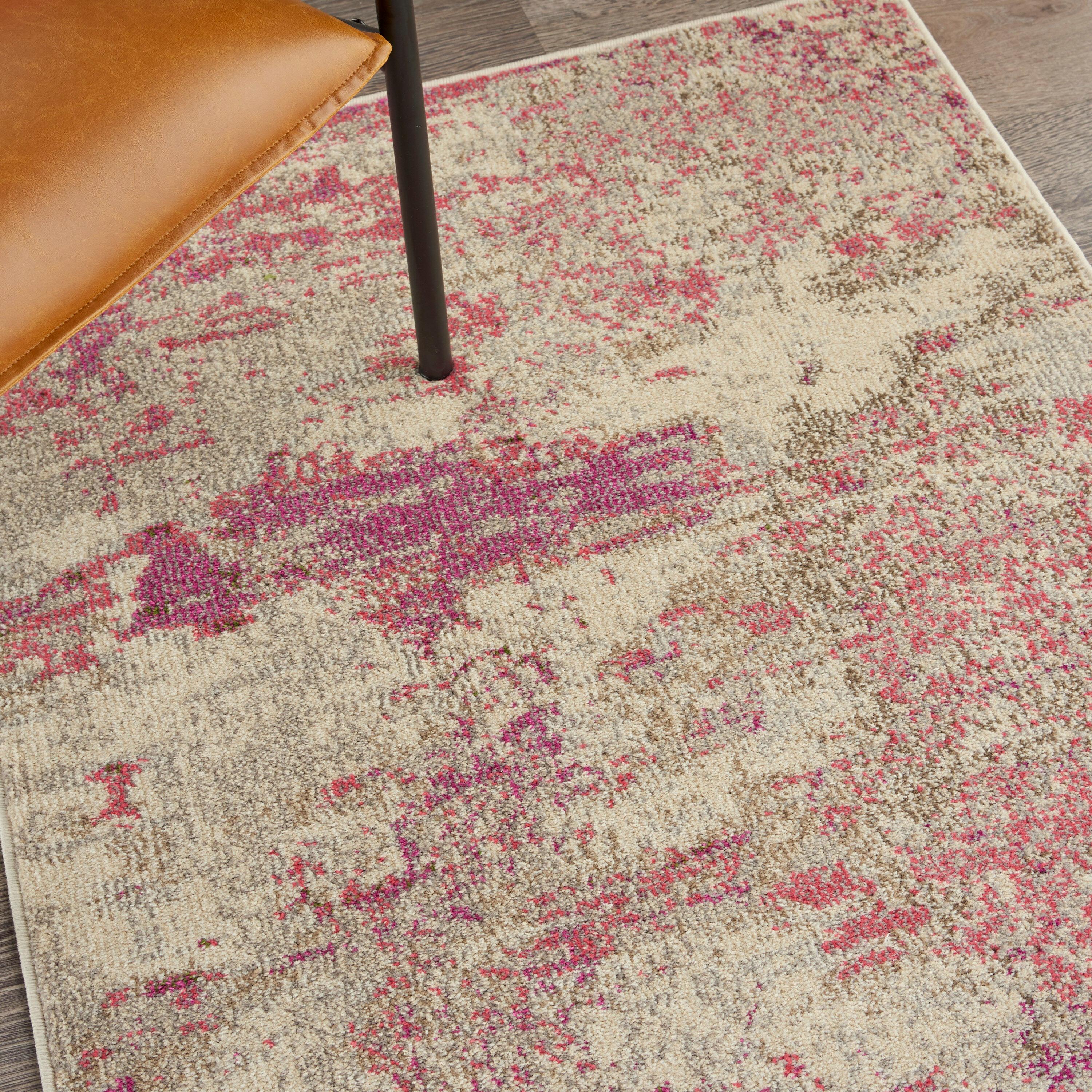 Celestial CES02 Area Rug Colorful Contemporary Abstract By Nourison Ivory/Pink 3' x 5'