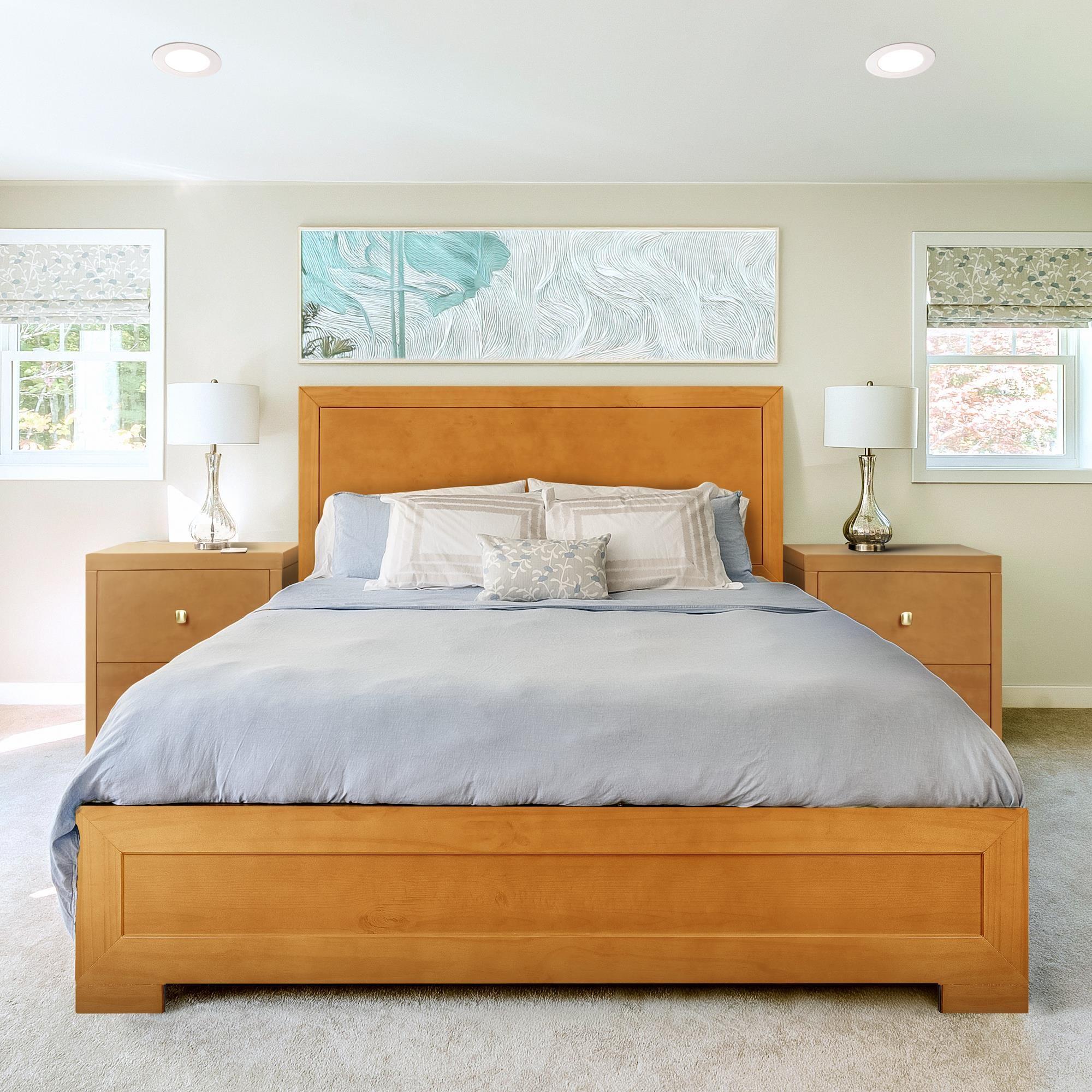Camden Isle Oxford Platform Bed | Paneled Headboard | Low Profile | King, Oak