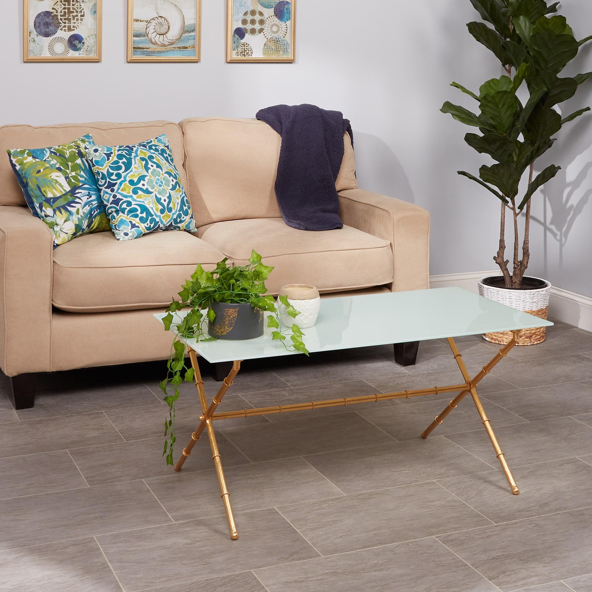 Brogen Coffee Table - Gold/White Glass - Safavieh