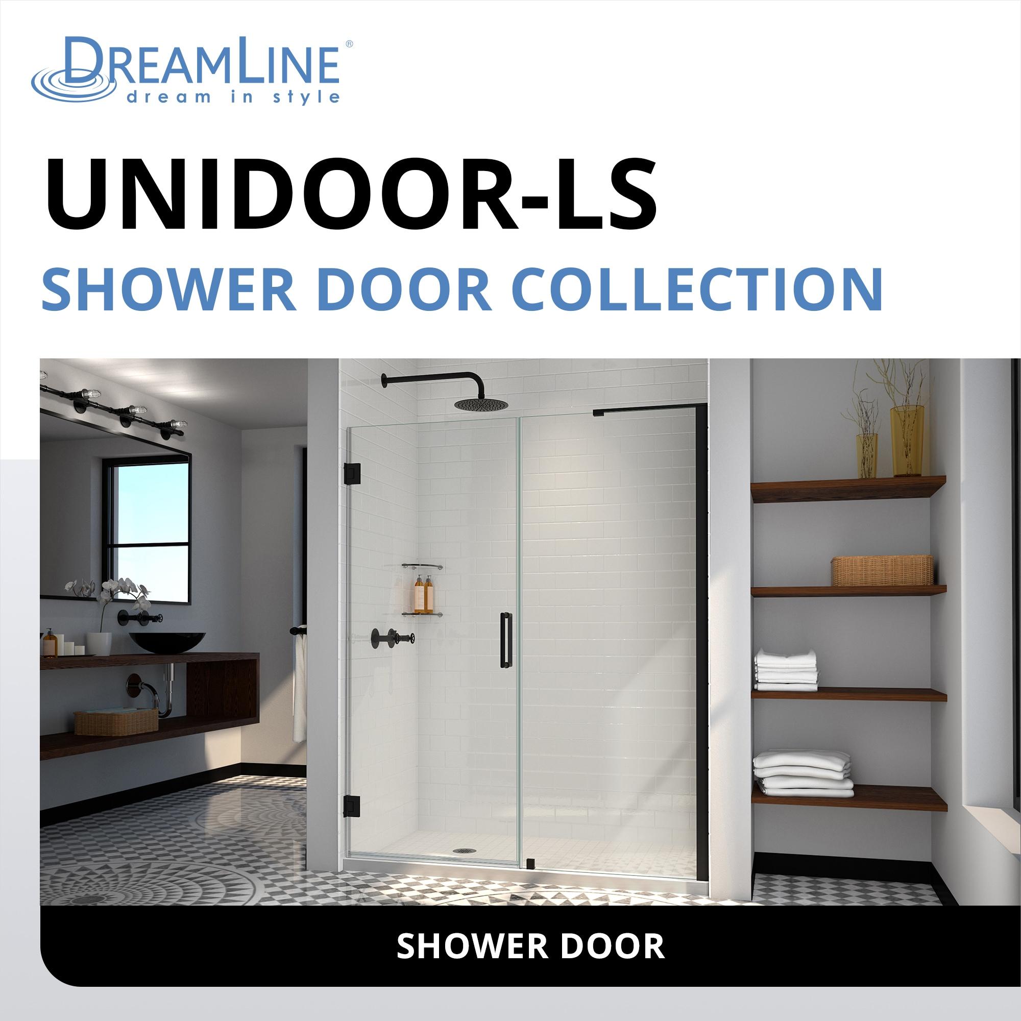 DreamLine Unidoor-LS 33-34 in. W x 72 in. H Frameless Hinged Shower Door in Satin Black