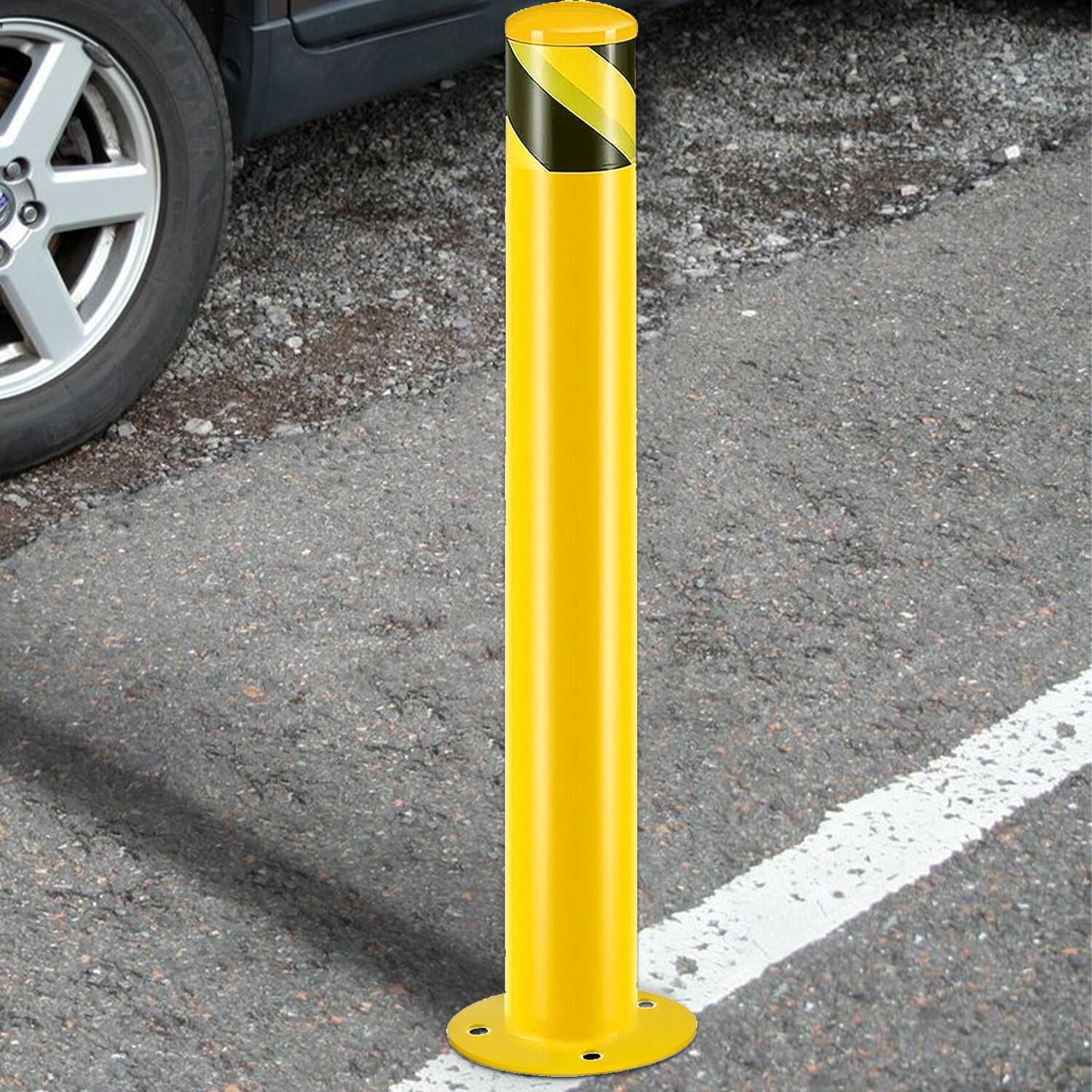 Safety Bollard Post, Steel Bollards,Parking Bollard, Yellow Powder Coated Safety Parking Barrier Post, for Traffic Sensitive Areas (2, 36"H*4.5"D)