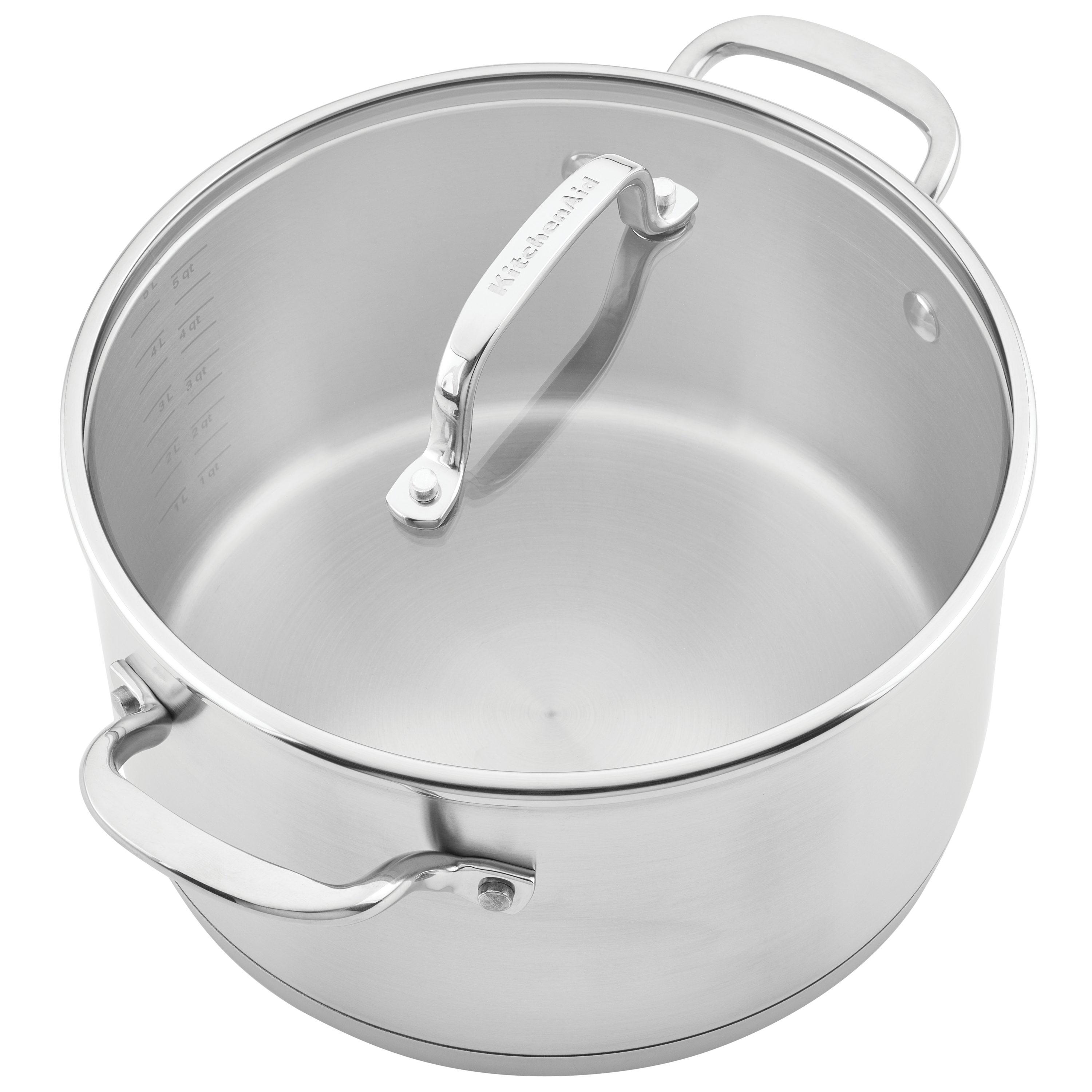 KitchenAid 3-Ply Base Stainless Steel Cookware Induction Pots and Pans Set, 11 Piece