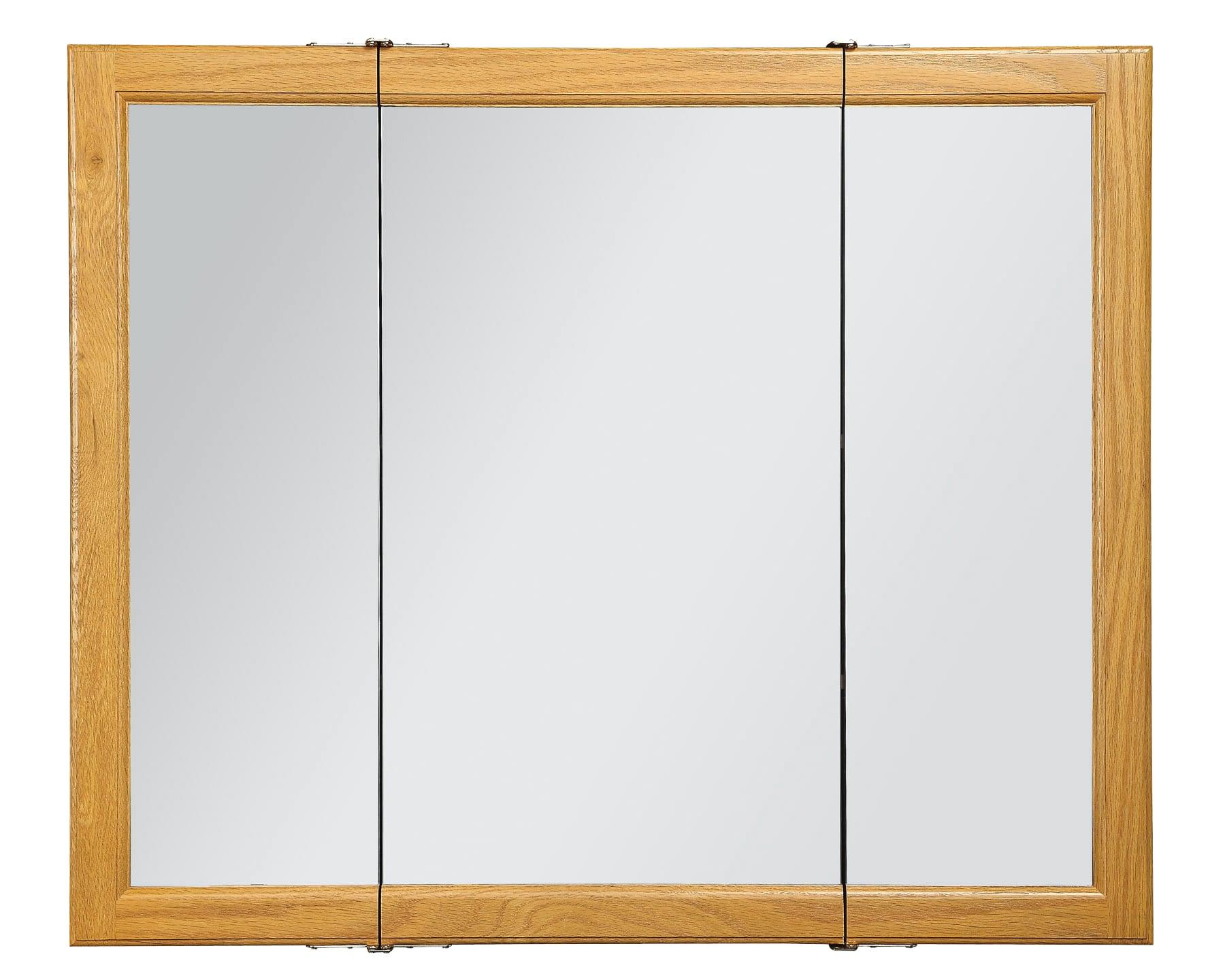 Design House 36" Tri-View Wall Mount Bathroom Medicine Cabinet, Honey Oak