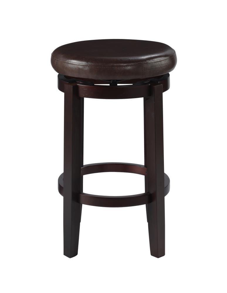 Linon Maya Faux Leather Swivel Backless Counter Height Barstool Brown: Upholstered, Wood Legs, 225 lbs Capacity