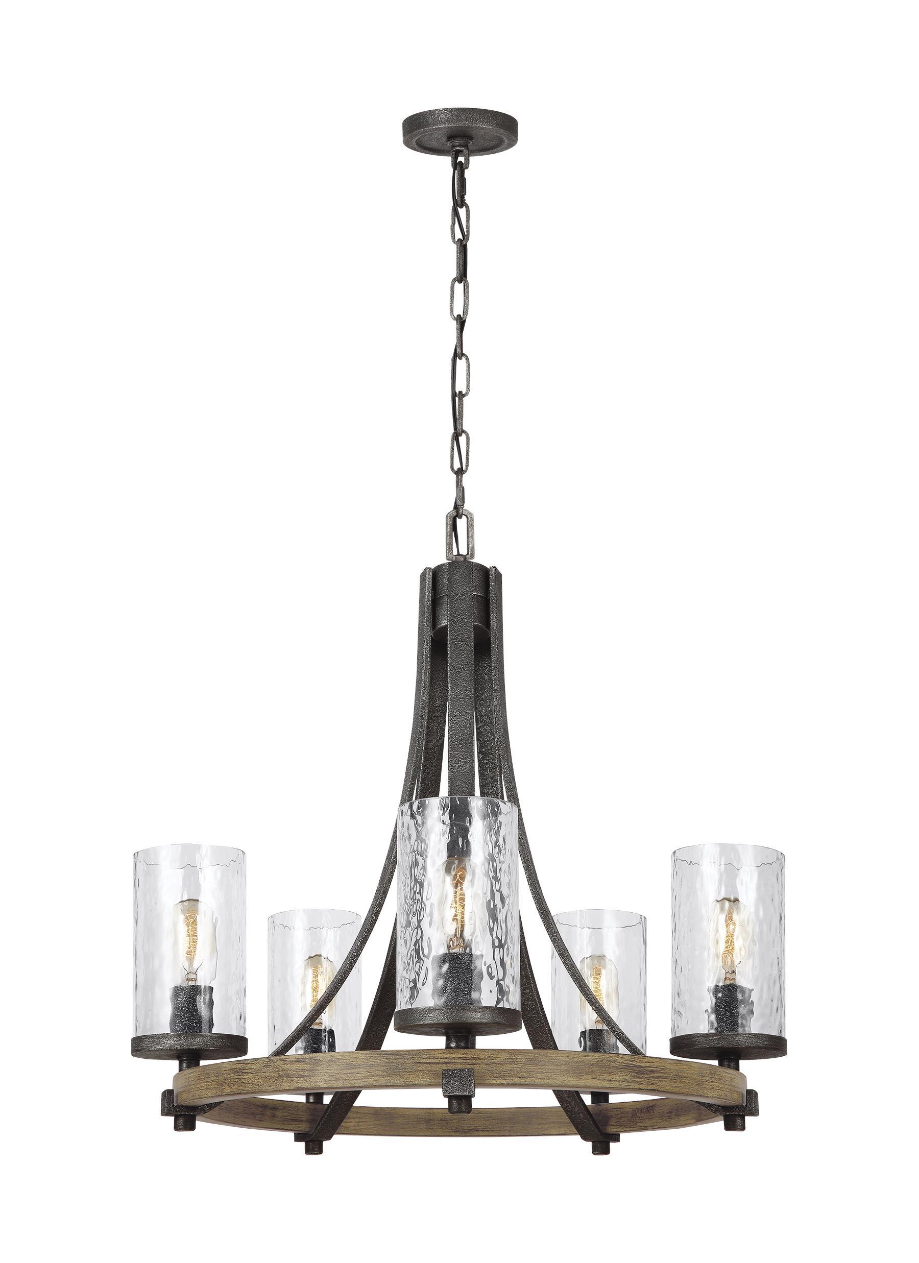 Steffens Iron & Textured Glass Chandelier (24"-48")