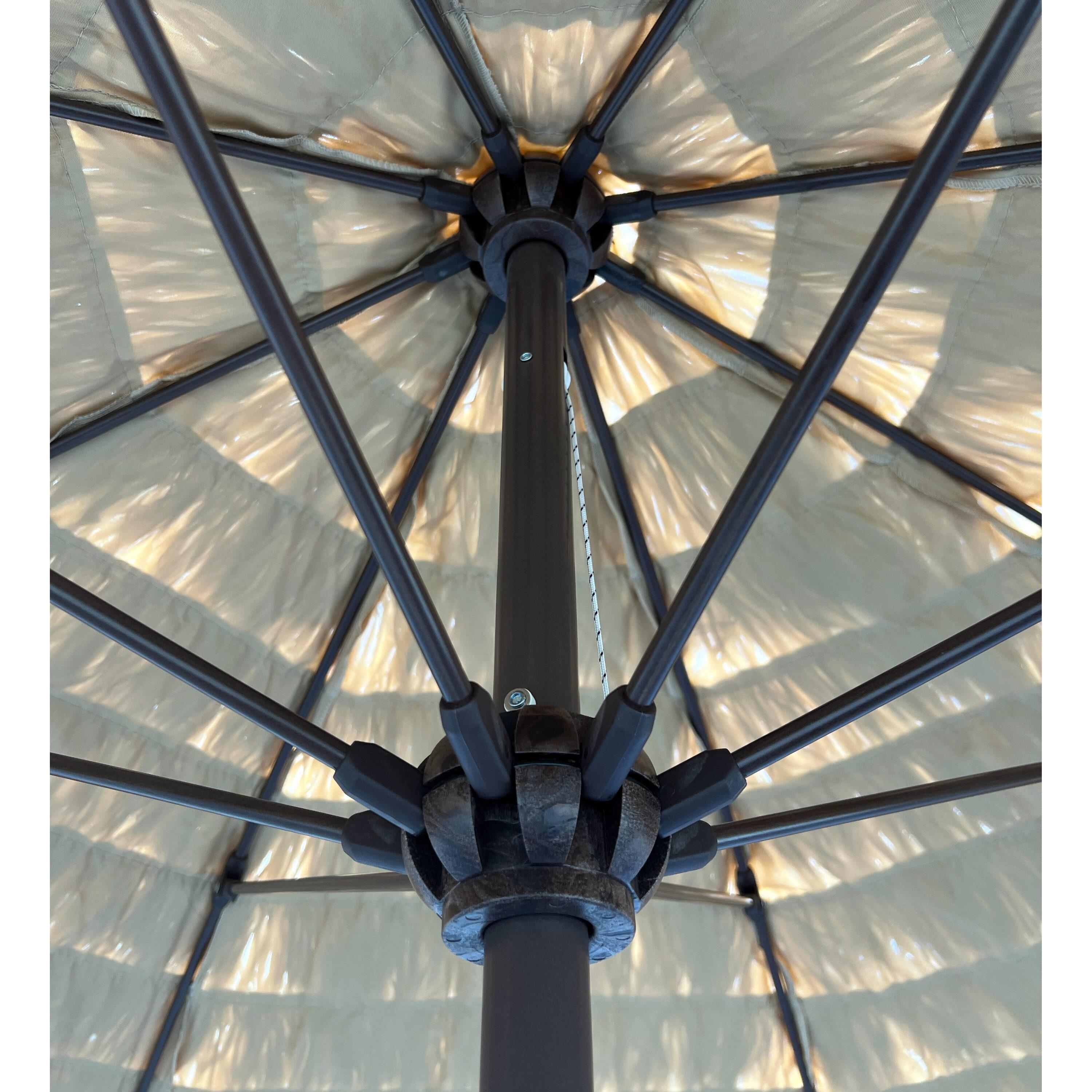 9' x 9' Round Crank Patio Umbrella - Thatch - Tropishade: Weather-Resistant, Aluminum Frame, Push-Button Tilt