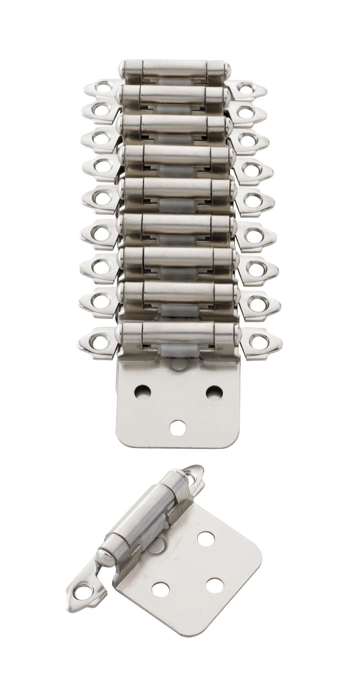 RELIABILT 200-Degree Adjustable Overlay Overlay Surface Self-Closing Satin nickel Cabinet Hinge , 5 Pairs ( 10 -Pieces)