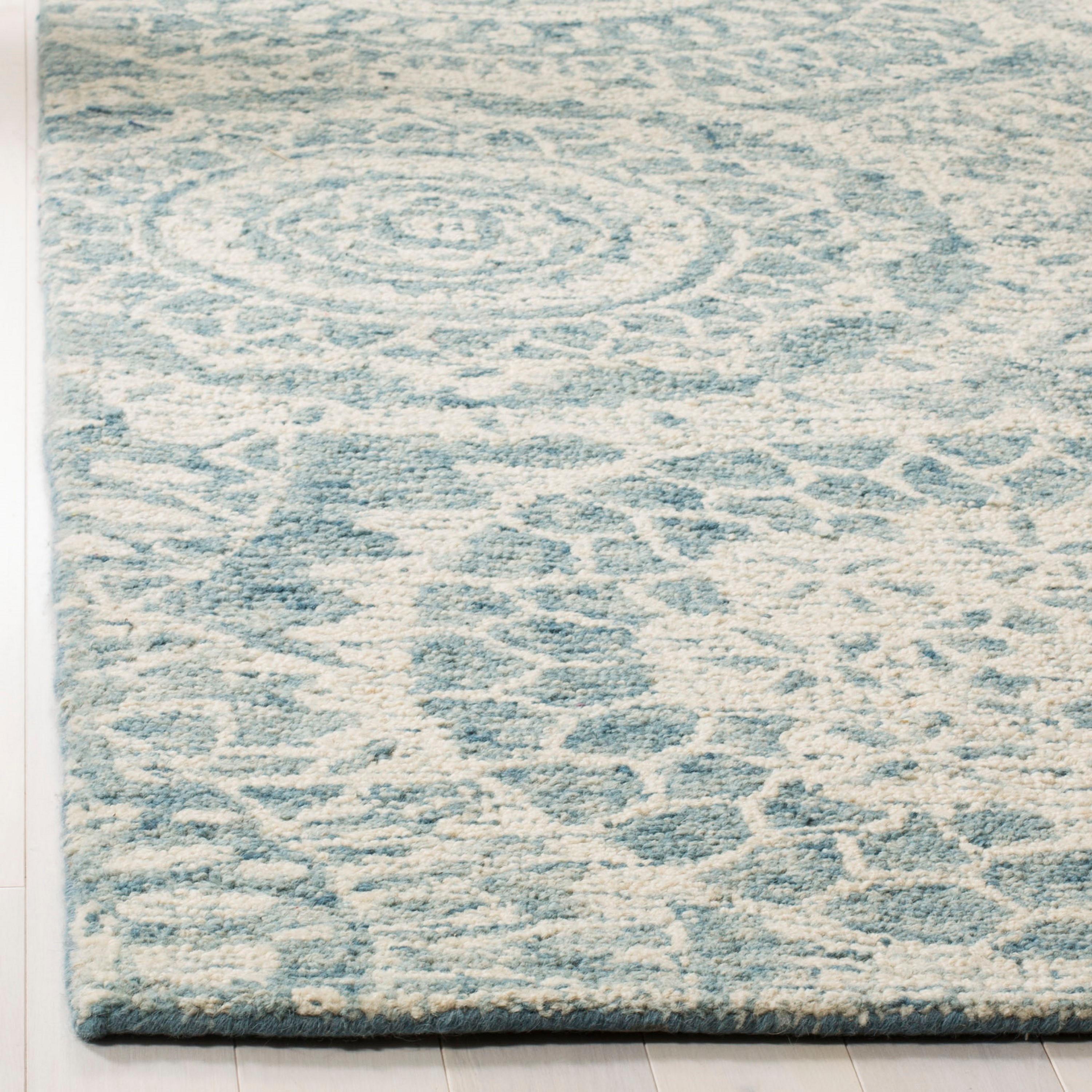 Abstract ABT205 Handmade Indoor Area Rug - Ivory/Blue - 6'x6' - Safavieh