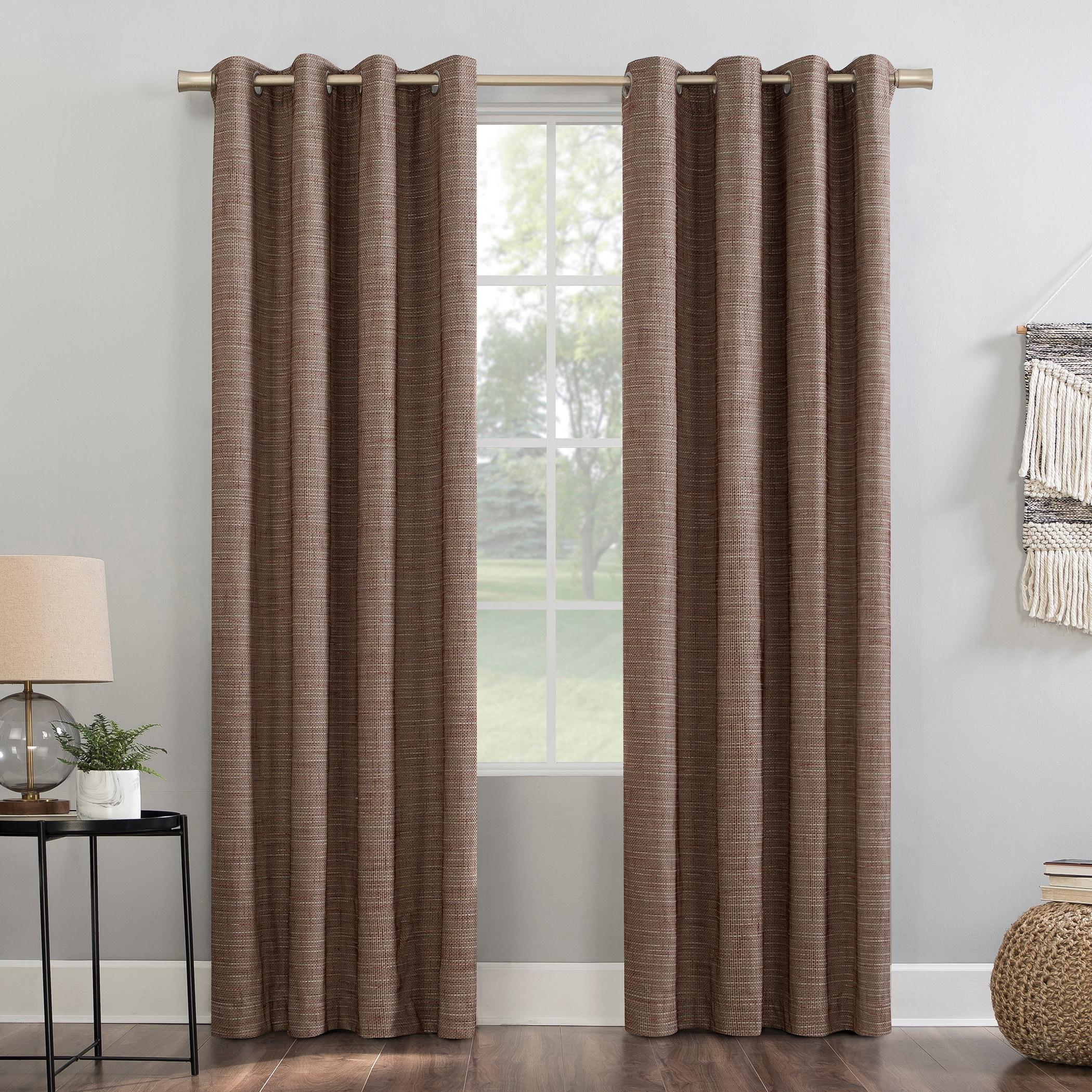 Russet Linen Burlap Weave Thermal Blackout Curtain Panel 52" x 84"