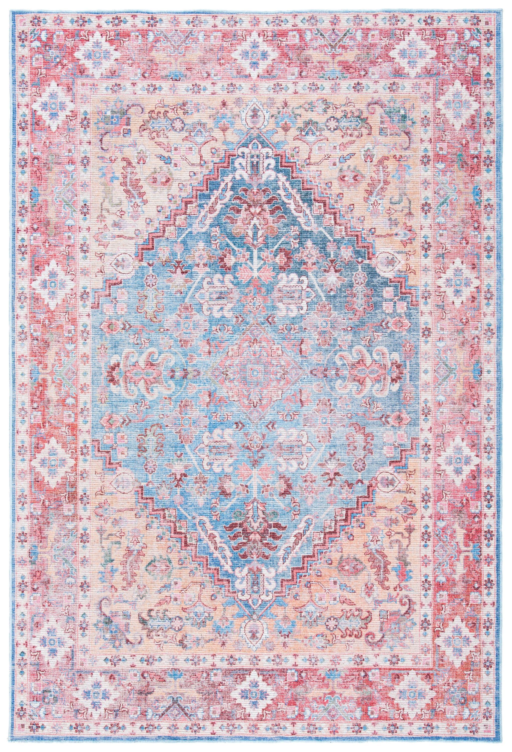 Serapi SEP515 Power Loomed Machine Washable Area Rug - Blue/Rust - 8'x10' - Safavieh.