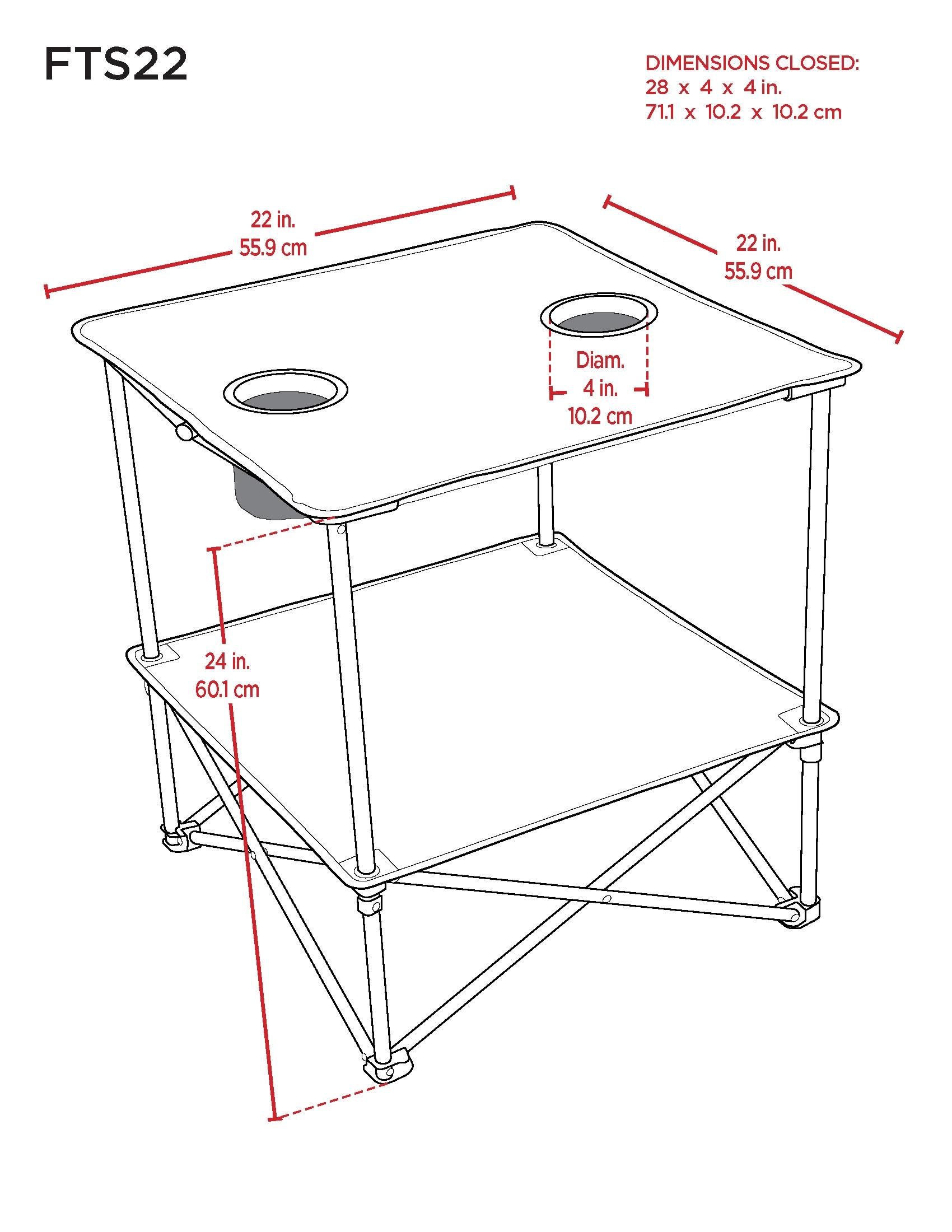 Rio Brands Square Compact Folding Beach Table
