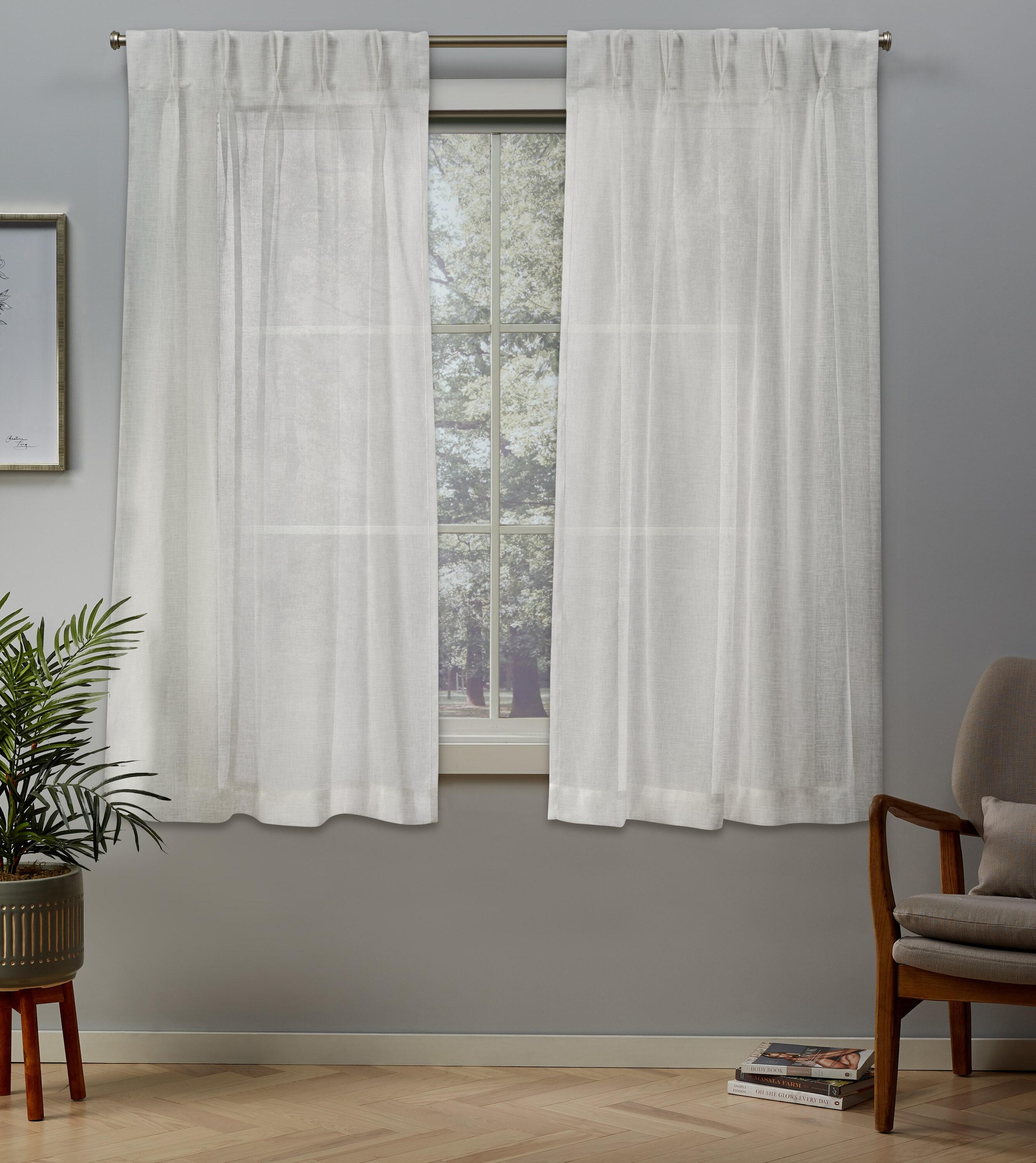 Set of 2 63"x30" Belgian Sheer Pinch Pleat Top Curtain Panel Ivory - Exclusive Home