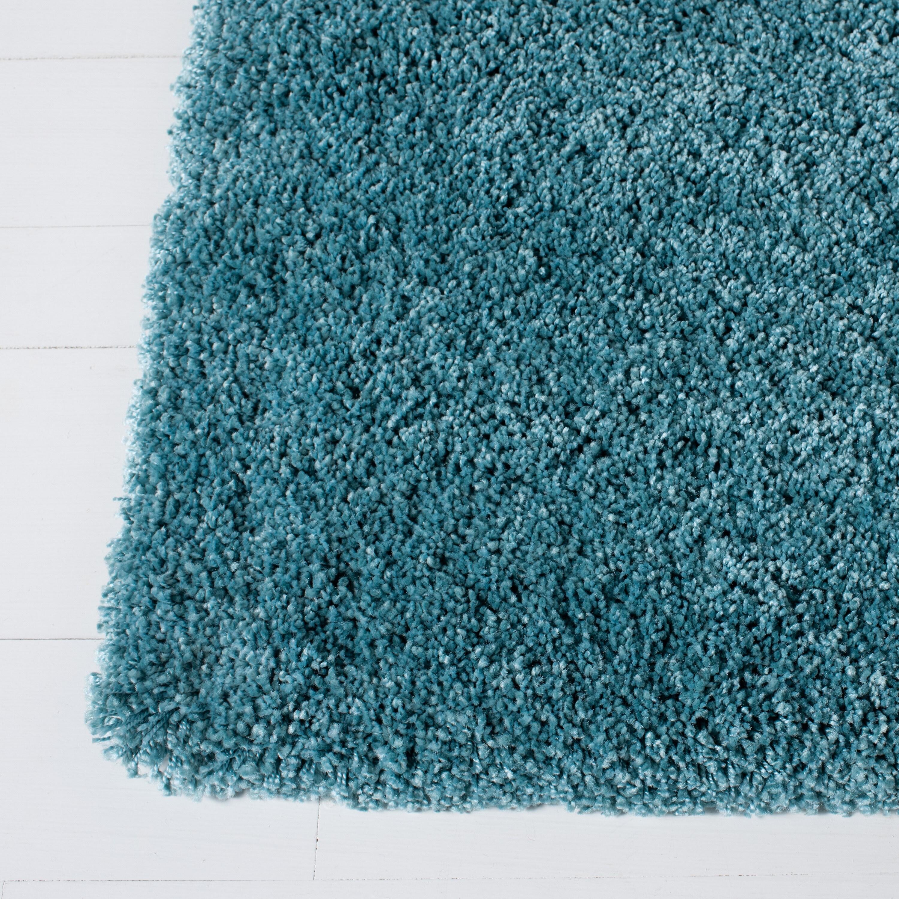 SAFAVIEH Milan Harlow Solid Plush Shag Area Rug, Aqua Blue, 10' x 14'