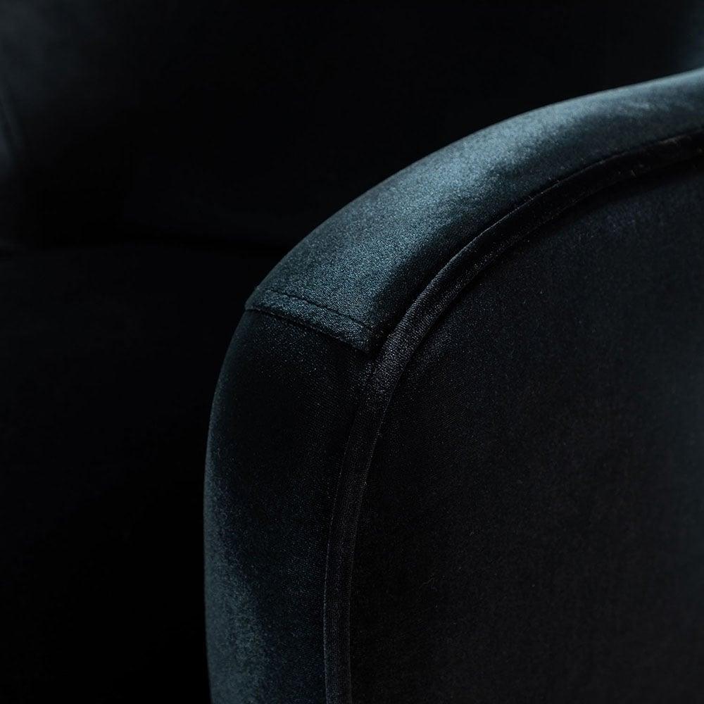 Elegant Black Velvet Curved Backrest Accent Chair with Golden Metal Legs