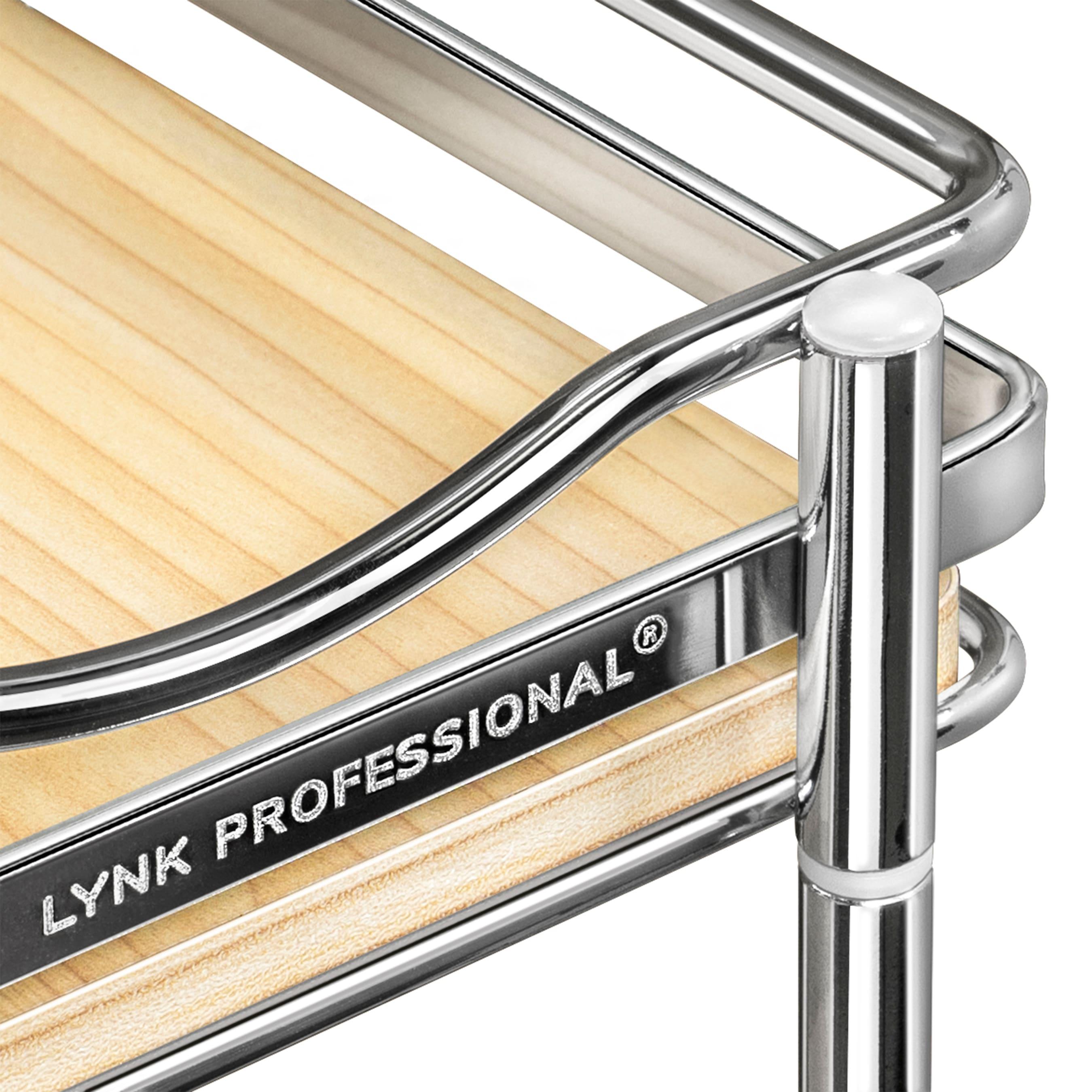 LYNK PROFESSIONAL® Elite Pull Out Narrow Sliding Spice Bottle Organizer - 6”x21”, Wood and Chrome