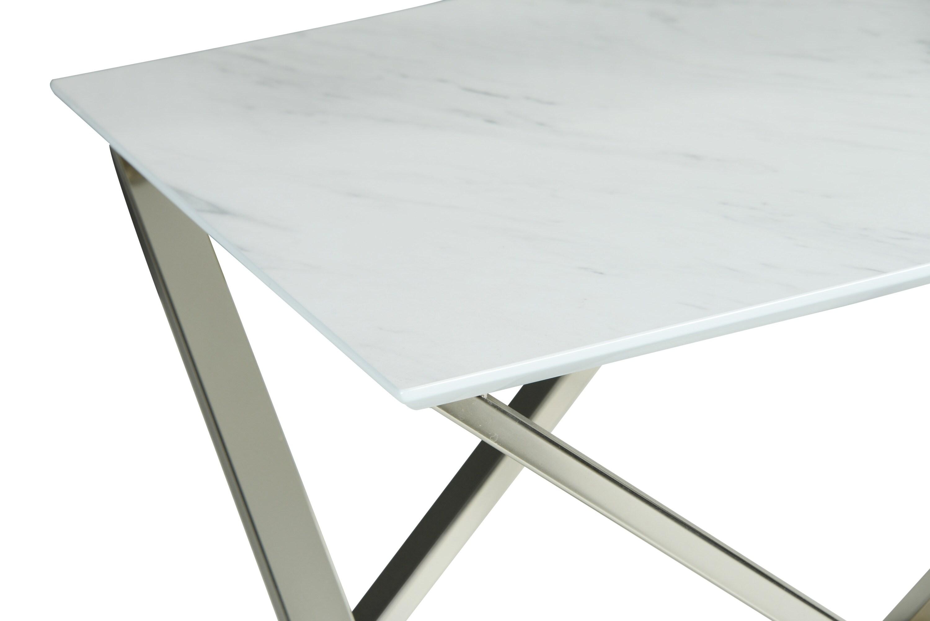 Zurich Square End Table White/Chrome - Steve Silver Co.