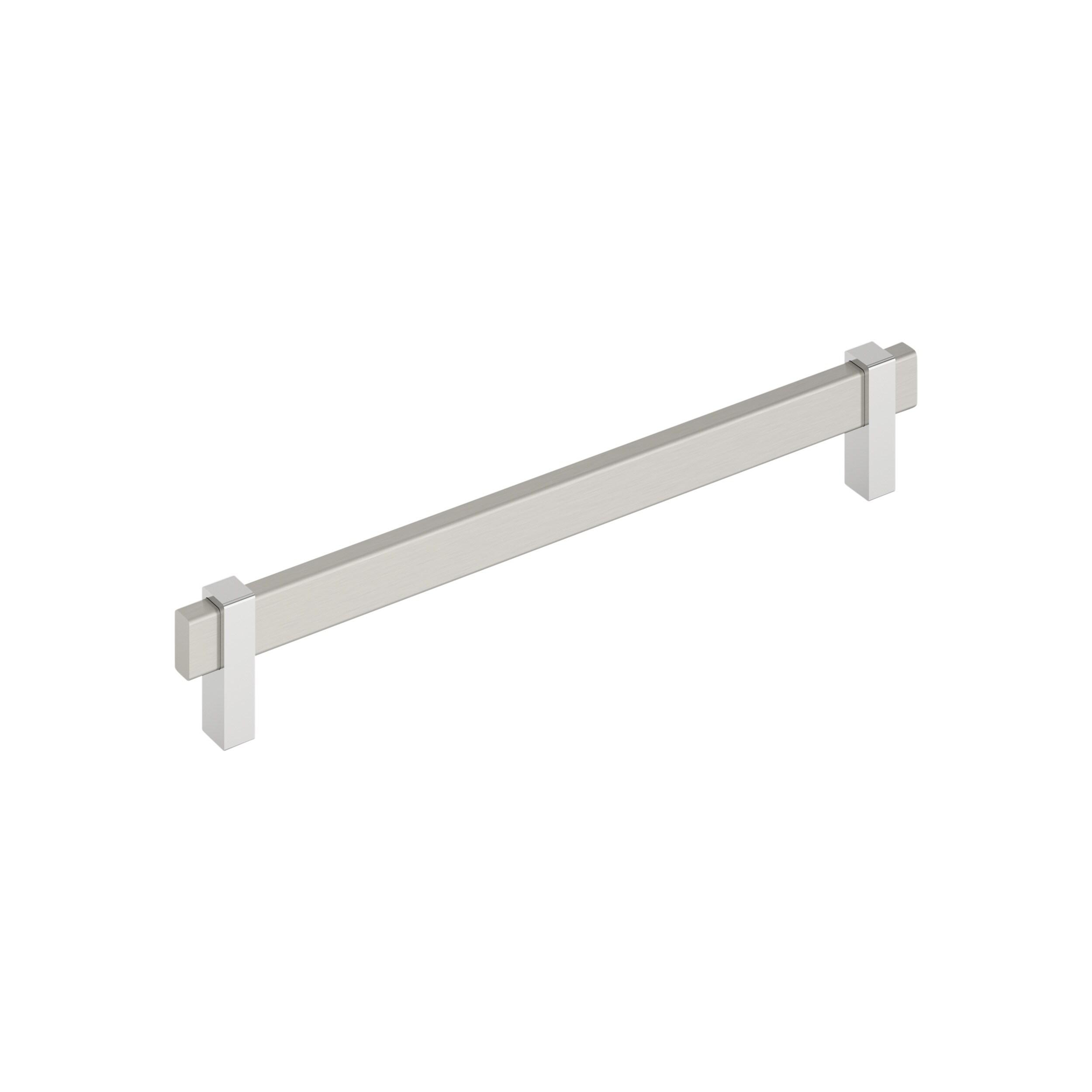 Amerock Mulino 8-13/16 inch (224mm) Center-to-Center Satin Nickel/Polished Chrome Cabinet Pull
