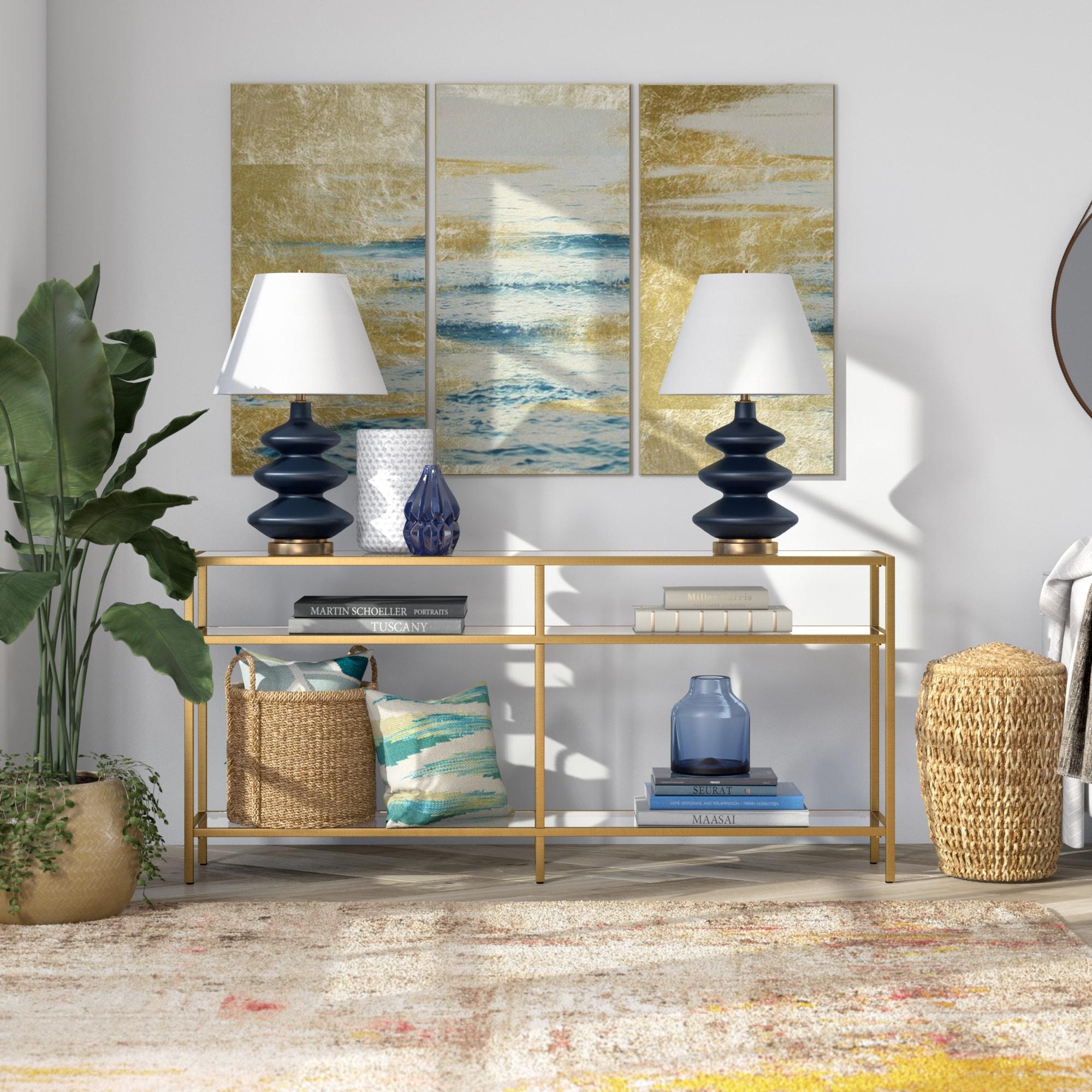 Evelyn&Zoe Sivil 64" Wide Rectangular Console Table, Brass