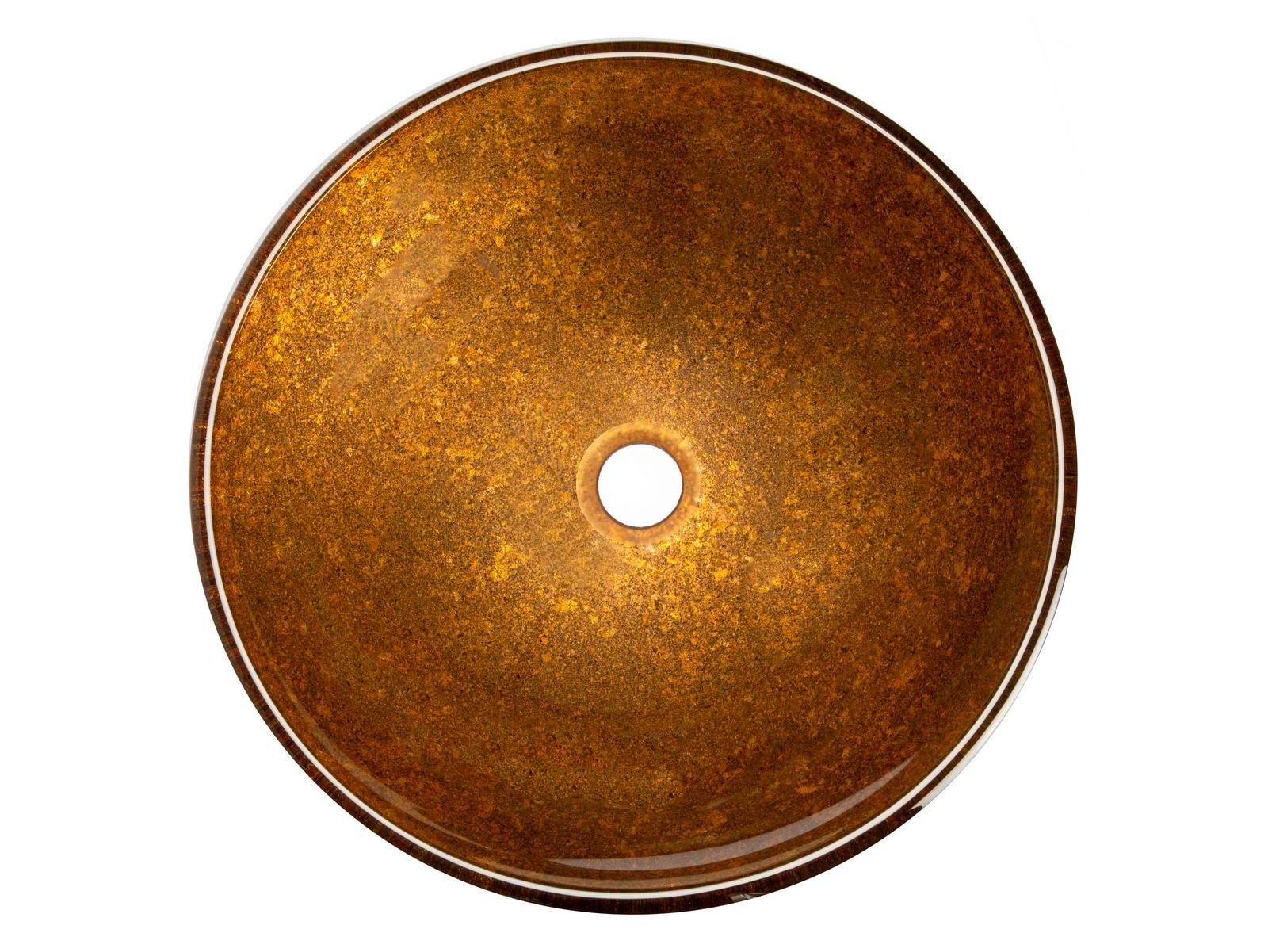 Eden Bath 16.38'' Bronze Tempered Glass Circular Bathroom Sink