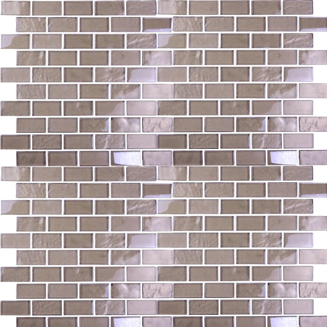 Abolos Landscape 1 in. x 2 in. Translucent Glass Plastic Face Mounted Brick Mosaic Designer Pool Tile