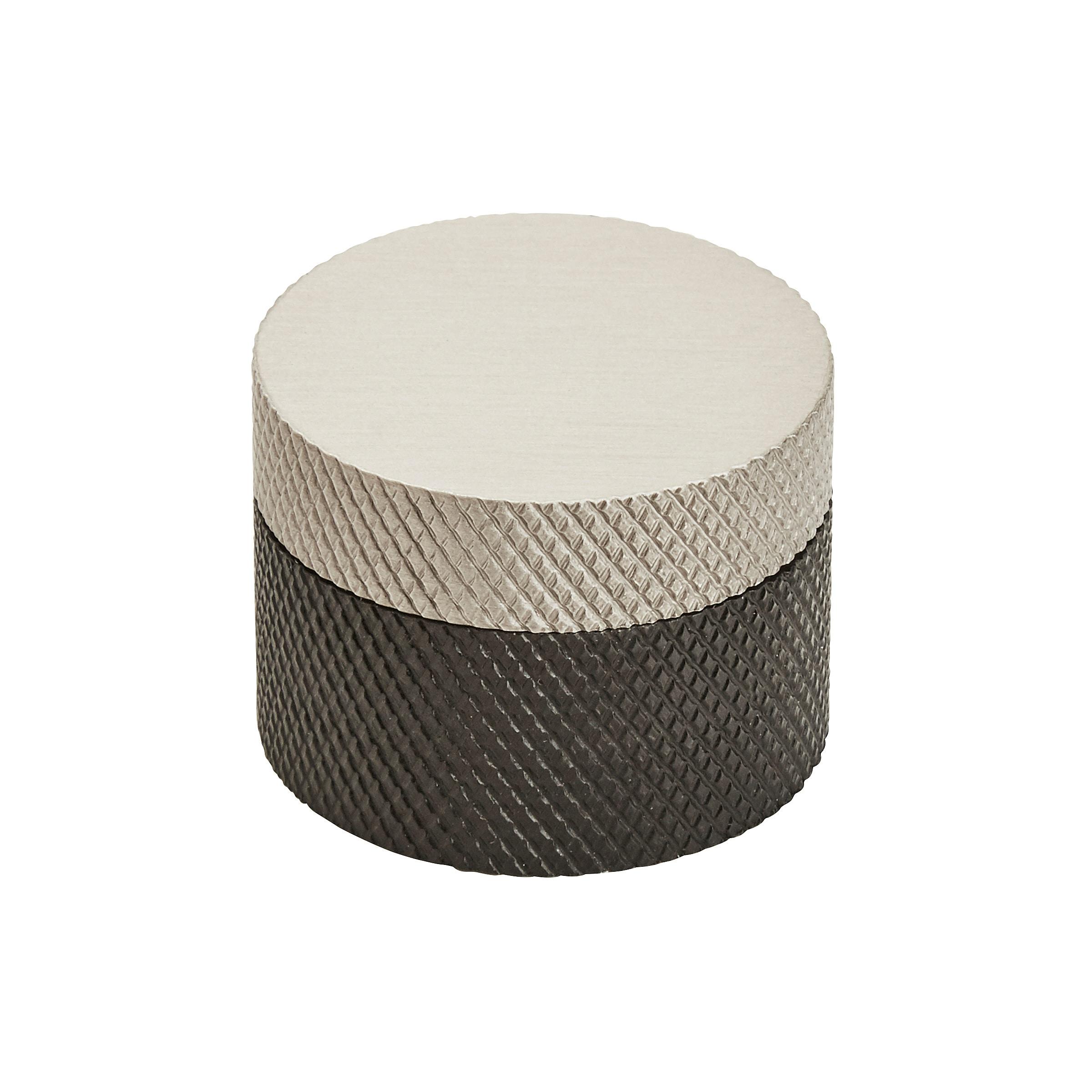 Matte Black and Silver Aluminum Round Cabinet Knob