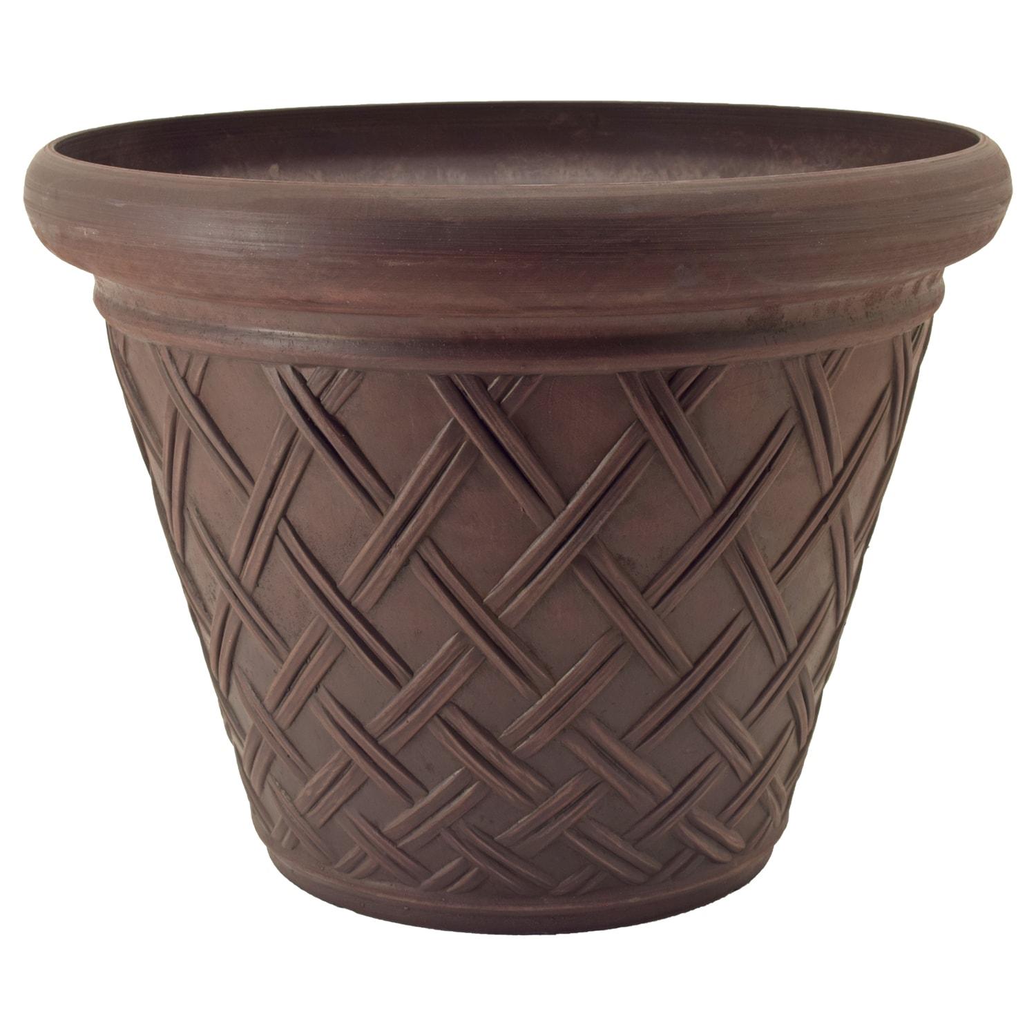 PSW Pot Collection Basket Weave Planter Pot for Indoor and Outdoor Plants and Gardens, 18-inch, Chocolate